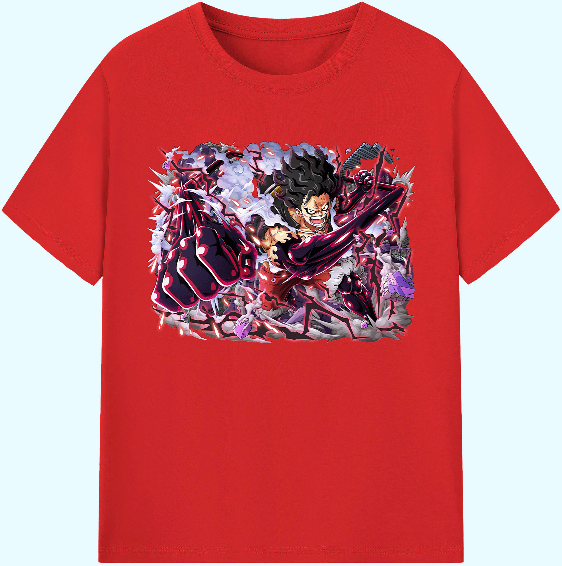 ワンピース モンキー・D・ルフィ ONE PIECE Monkey D. Luffy 綿100％ メンズ半袖Tシャツ｜肌触りやわらか＆通気性