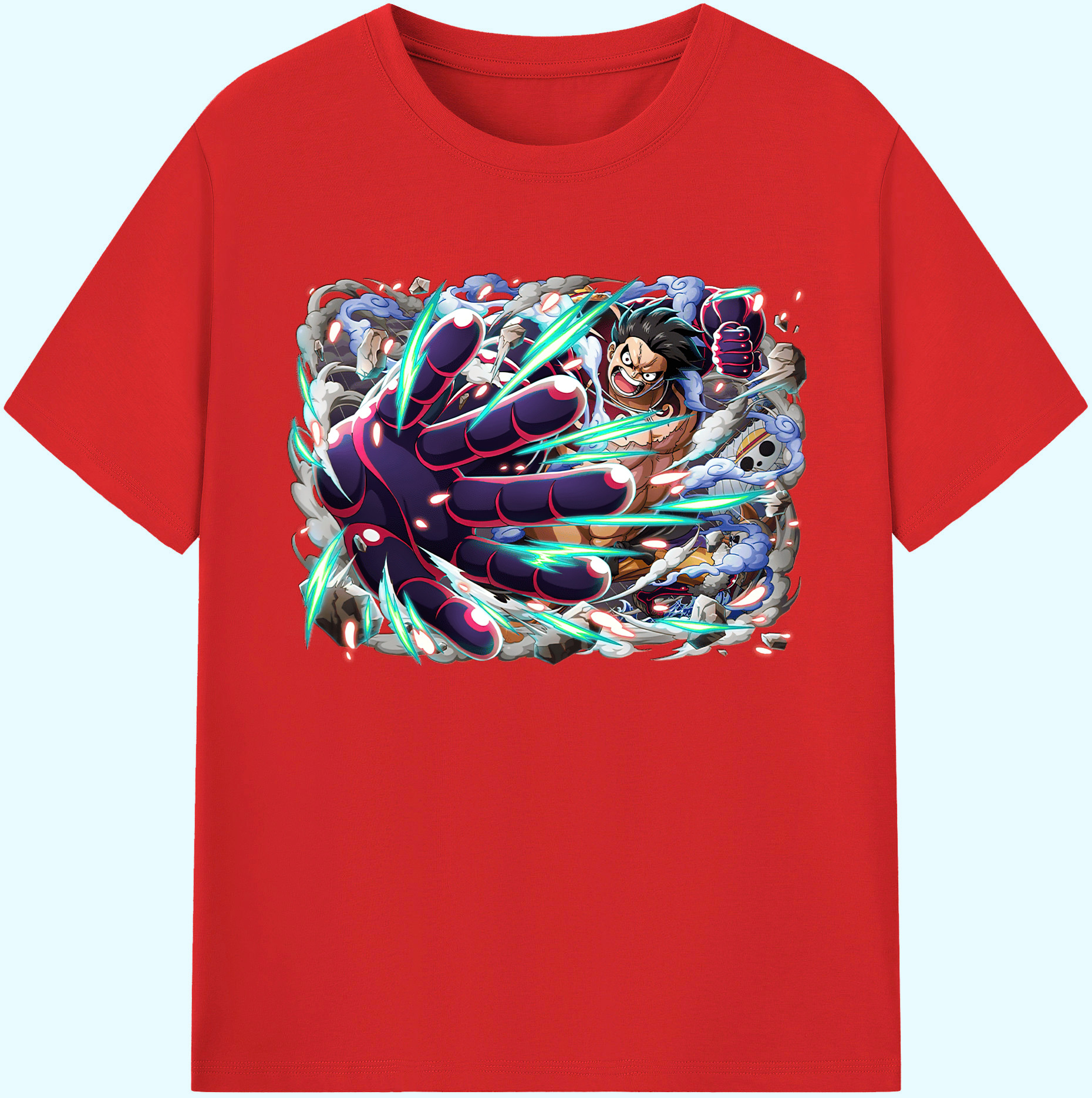 ワンピース モンキー・D・ルフィ ONE PIECE Monkey D. Luffy 綿100％ メンズ半袖Tシャツ｜肌触りやわらか＆通気性