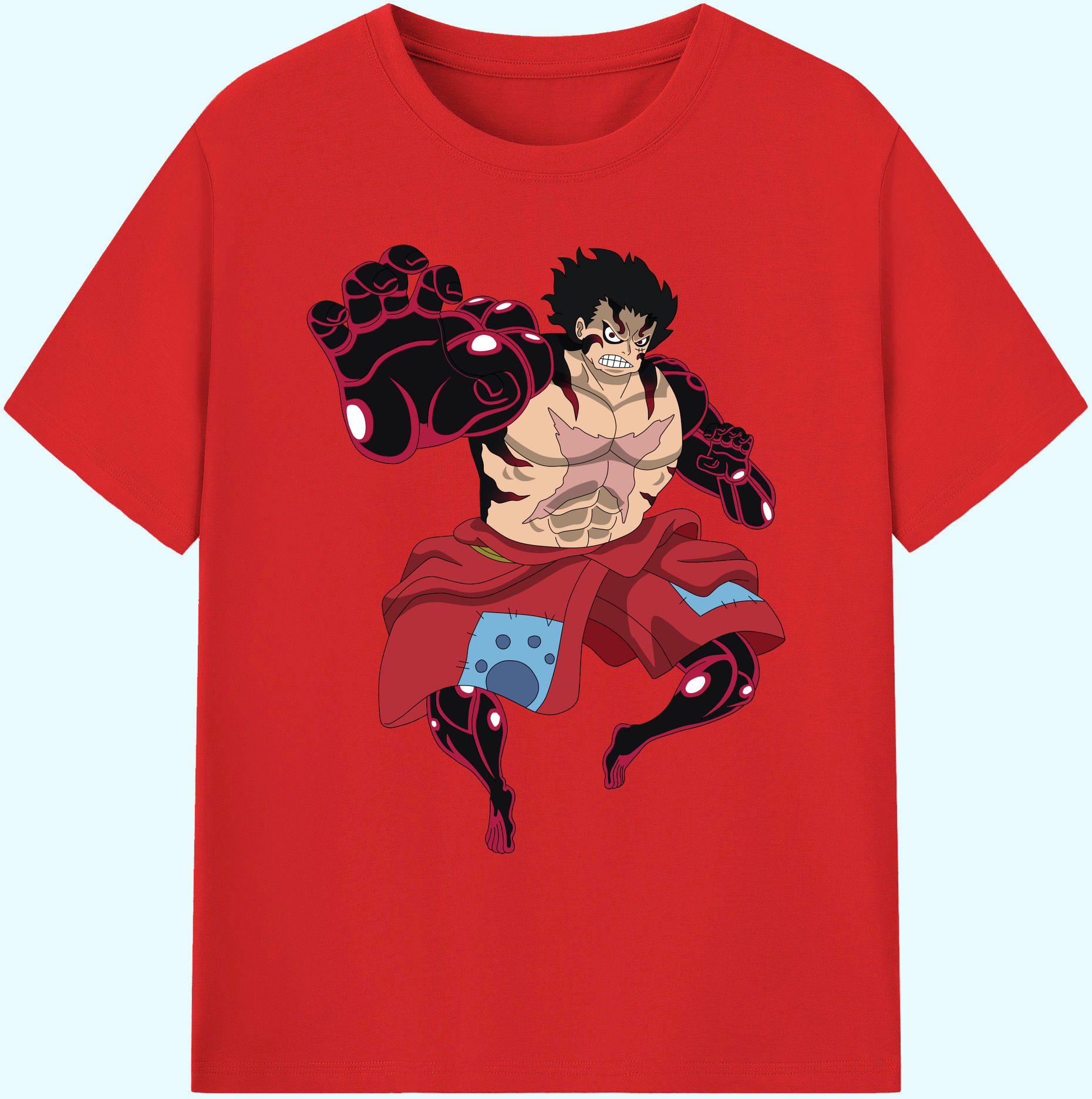 ワンピース モンキー・D・ルフィ ONE PIECE Monkey D. Luffy 綿100％ メンズ半袖Tシャツ｜肌触りやわらか＆通気性