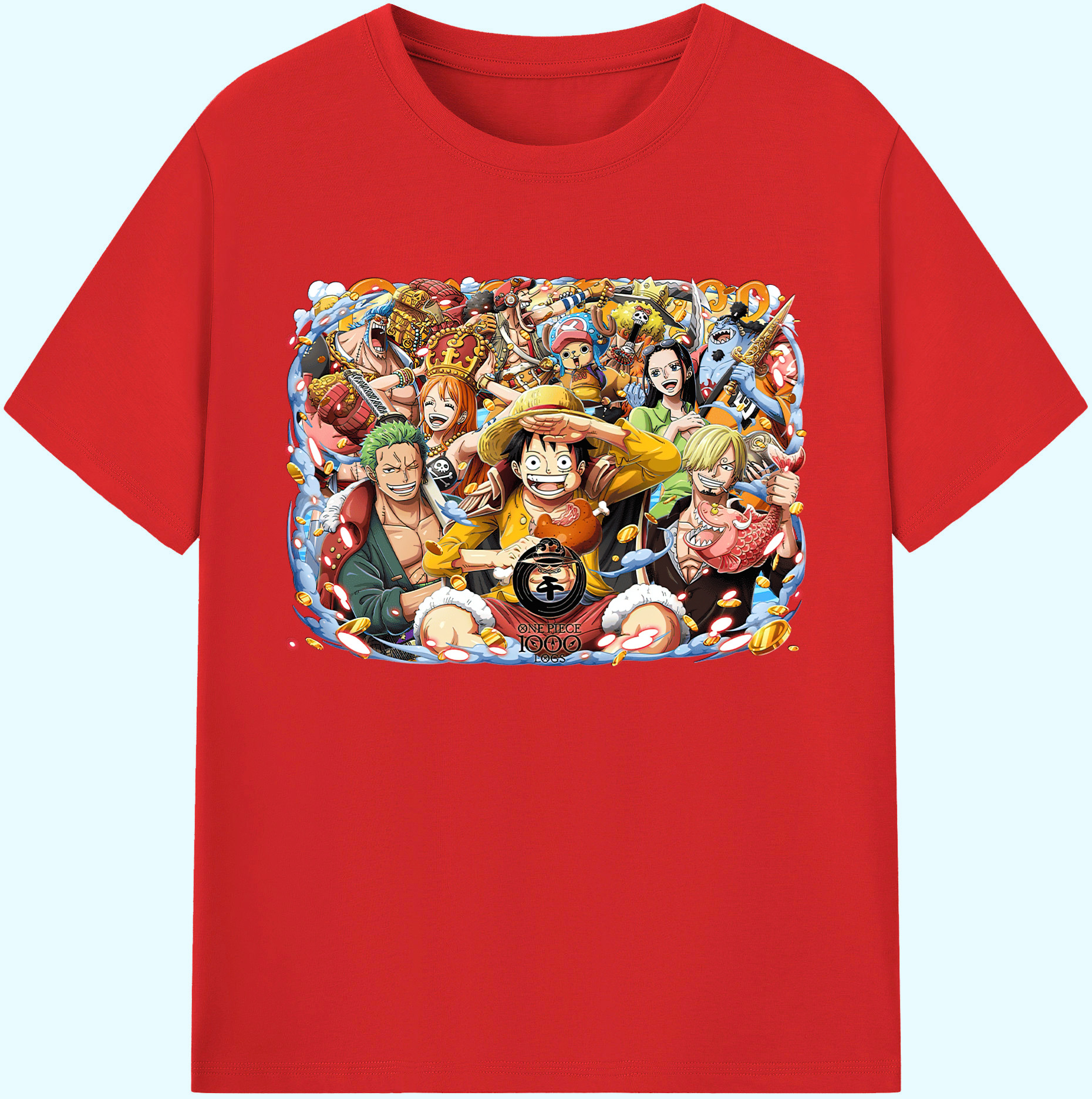 ワンピース モンキー・D・ルフィ ONE PIECE Monkey D. Luffy 綿100％ メンズ半袖Tシャツ｜肌触りやわらか＆通気性