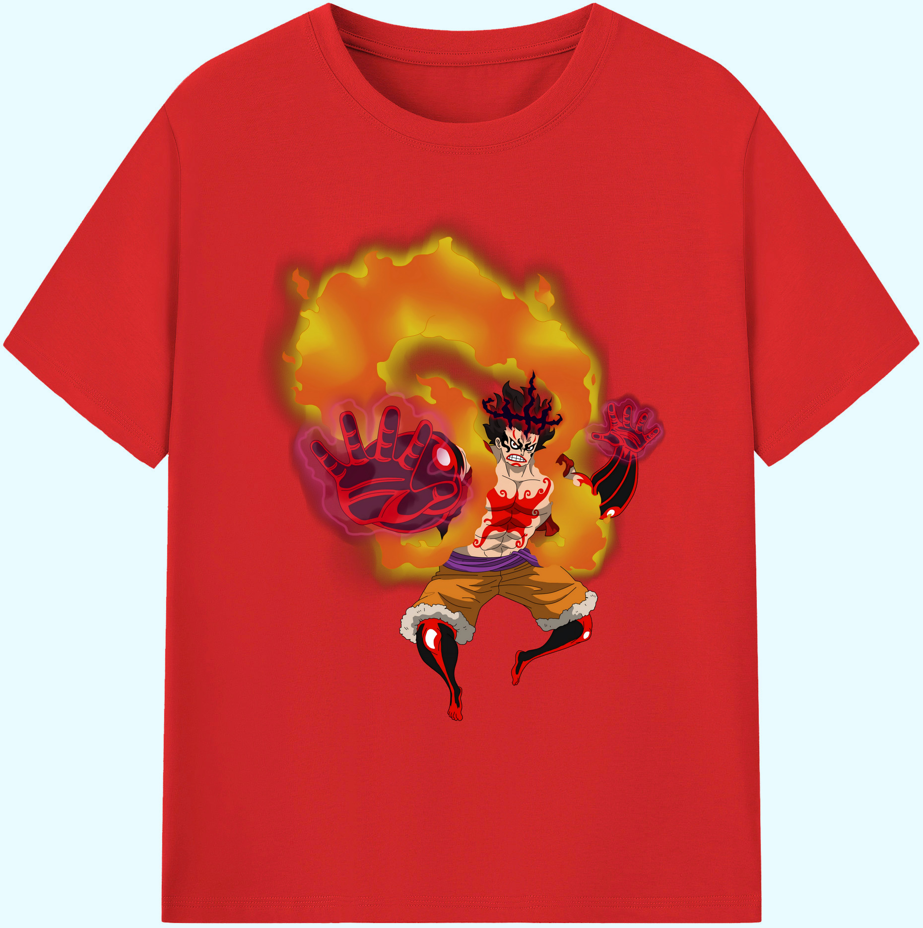 ワンピース モンキー・D・ルフィ ONE PIECE Monkey D. Luffy 綿100％ メンズ半袖Tシャツ｜肌触りやわらか＆通気性