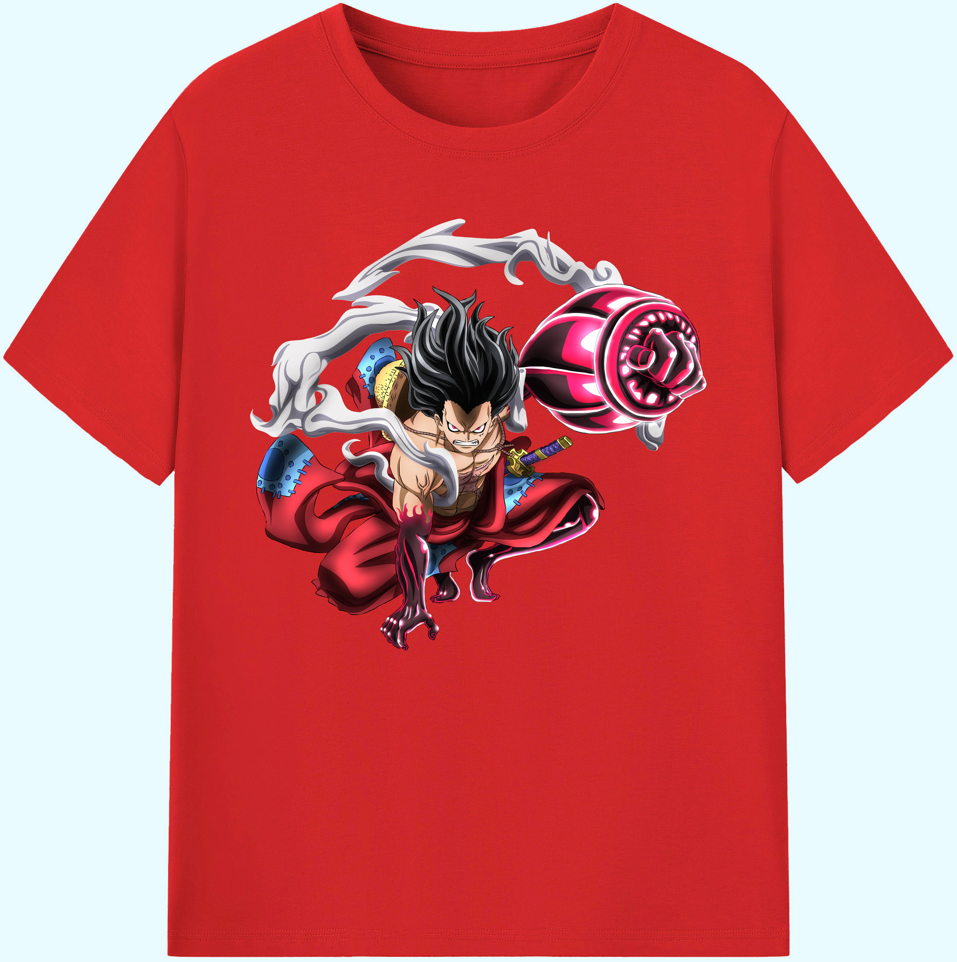 ワンピース モンキー・D・ルフィ ONE PIECE Monkey D. Luffy 綿100％ メンズ半袖Tシャツ｜肌触りやわらか＆通気性