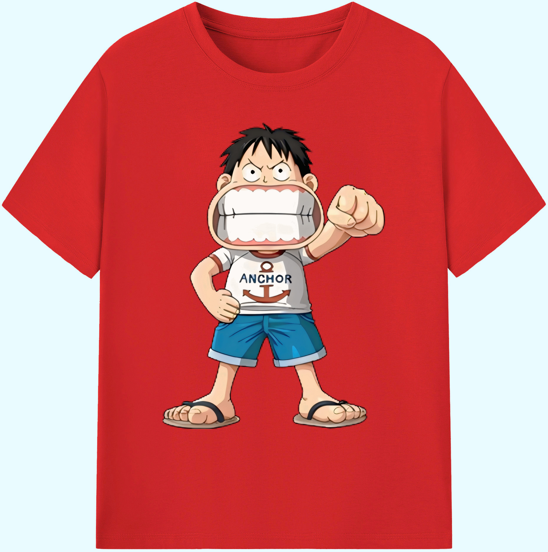 ワンピース モンキー・D・ルフィ ONE PIECE Monkey D. Luffy 綿100％ メンズ半袖Tシャツ｜肌触りやわらか＆通気性