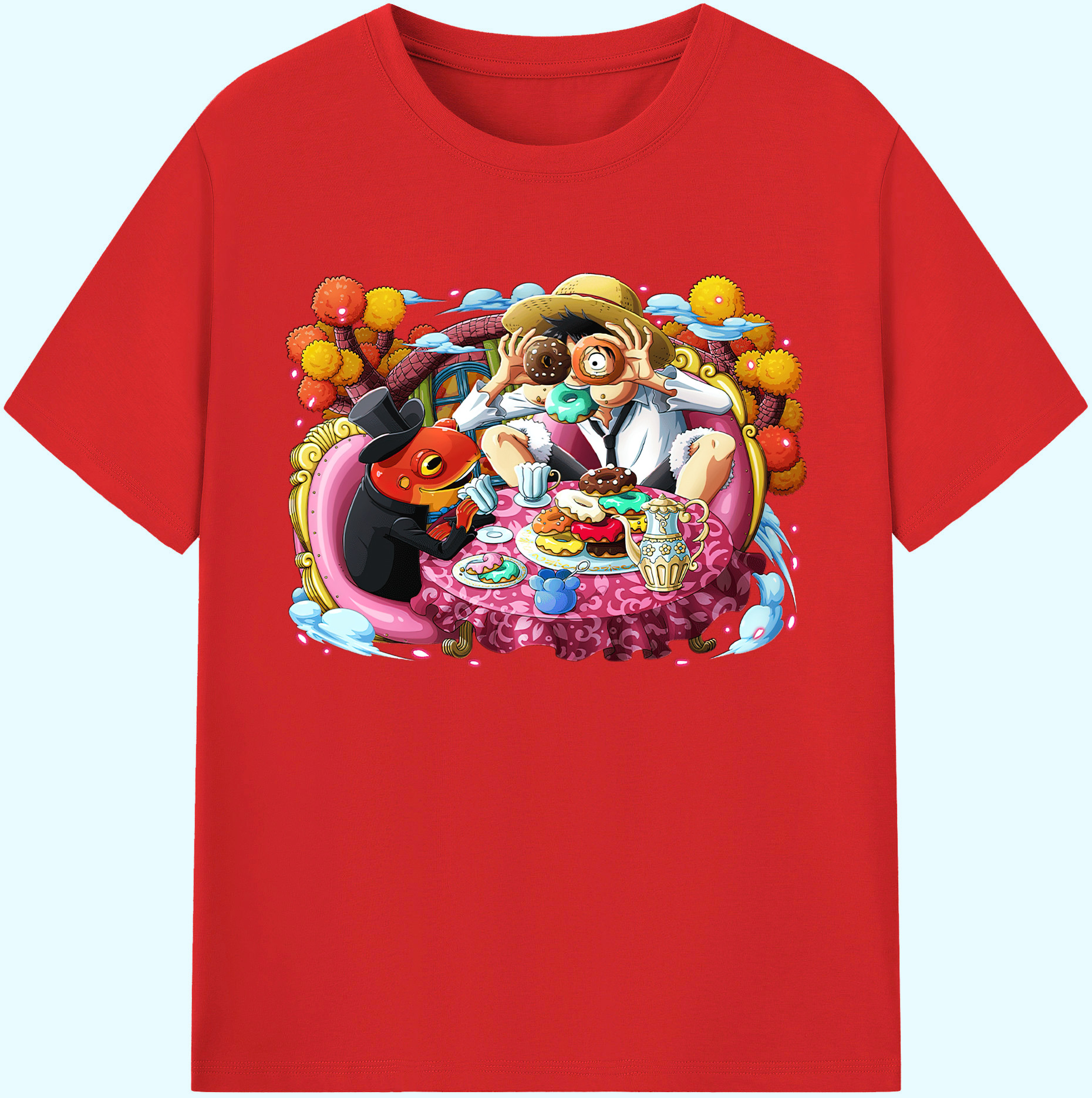 ワンピース モンキー・D・ルフィ ONE PIECE Monkey D. Luffy 綿100％ メンズ半袖Tシャツ｜肌触りやわらか＆通気性