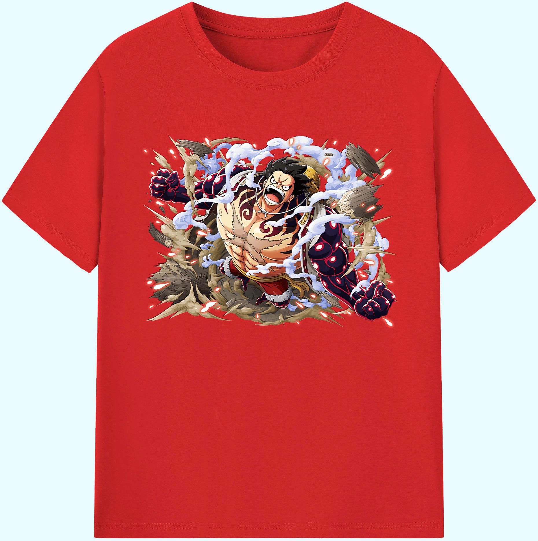 ワンピース モンキー・D・ルフィ ONE PIECE Monkey D. Luffy 綿100％ メンズ半袖Tシャツ｜肌触りやわらか＆通気性