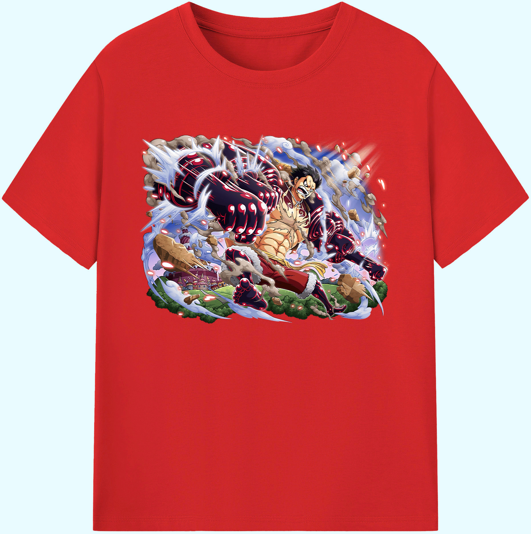ワンピース モンキー・D・ルフィ ONE PIECE Monkey D. Luffy 綿100％ メンズ半袖Tシャツ｜肌触りやわらか＆通気性