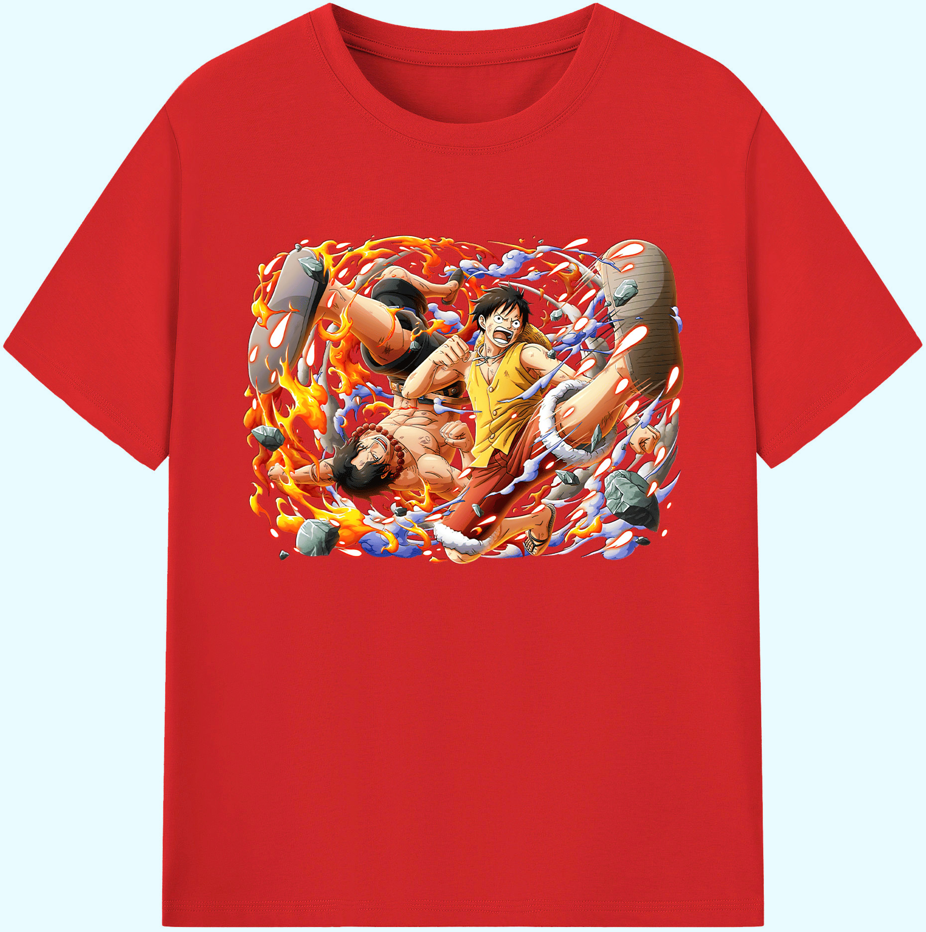 ワンピース モンキー・D・ルフィ ONE PIECE Monkey D. Luffy 綿100％ メンズ半袖Tシャツ｜肌触りやわらか＆通気性