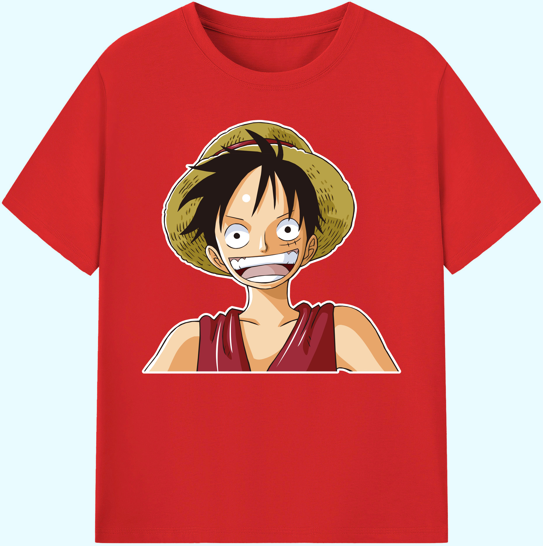 ワンピース モンキー・D・ルフィ ONE PIECE Monkey D. Luffy 綿100％ メンズ半袖Tシャツ｜肌触りやわらか＆通気性