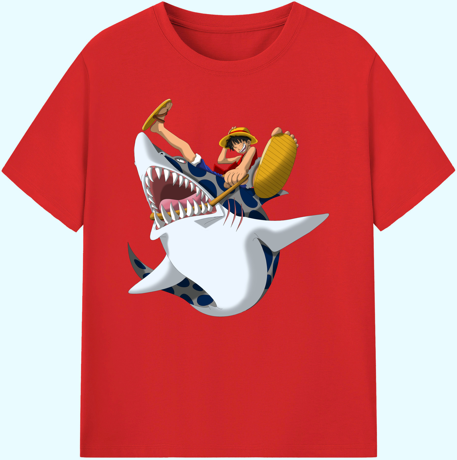 ワンピース モンキー・D・ルフィ ONE PIECE Monkey D. Luffy 綿100％ メンズ半袖Tシャツ｜肌触りやわらか＆通気性