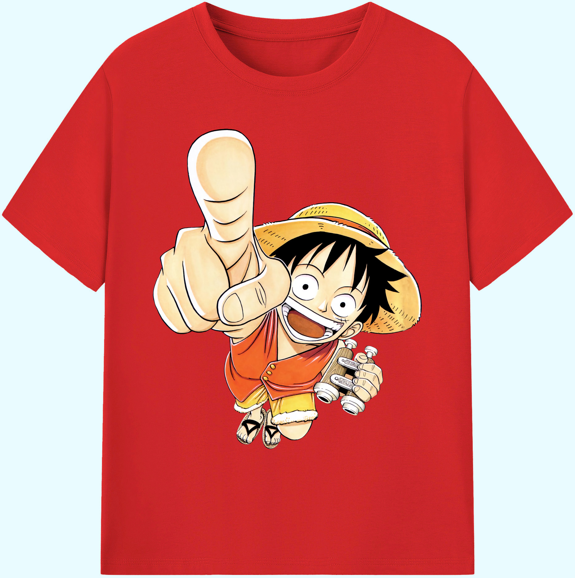 ワンピース モンキー・D・ルフィ ONE PIECE Monkey D. Luffy 綿100％ メンズ半袖Tシャツ｜肌触りやわらか＆通気性