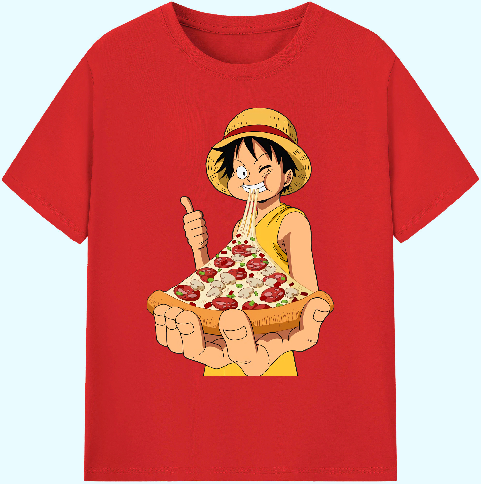ワンピース モンキー・D・ルフィ ONE PIECE Monkey D. Luffy 綿100％ メンズ半袖Tシャツ｜肌触りやわらか＆通気性