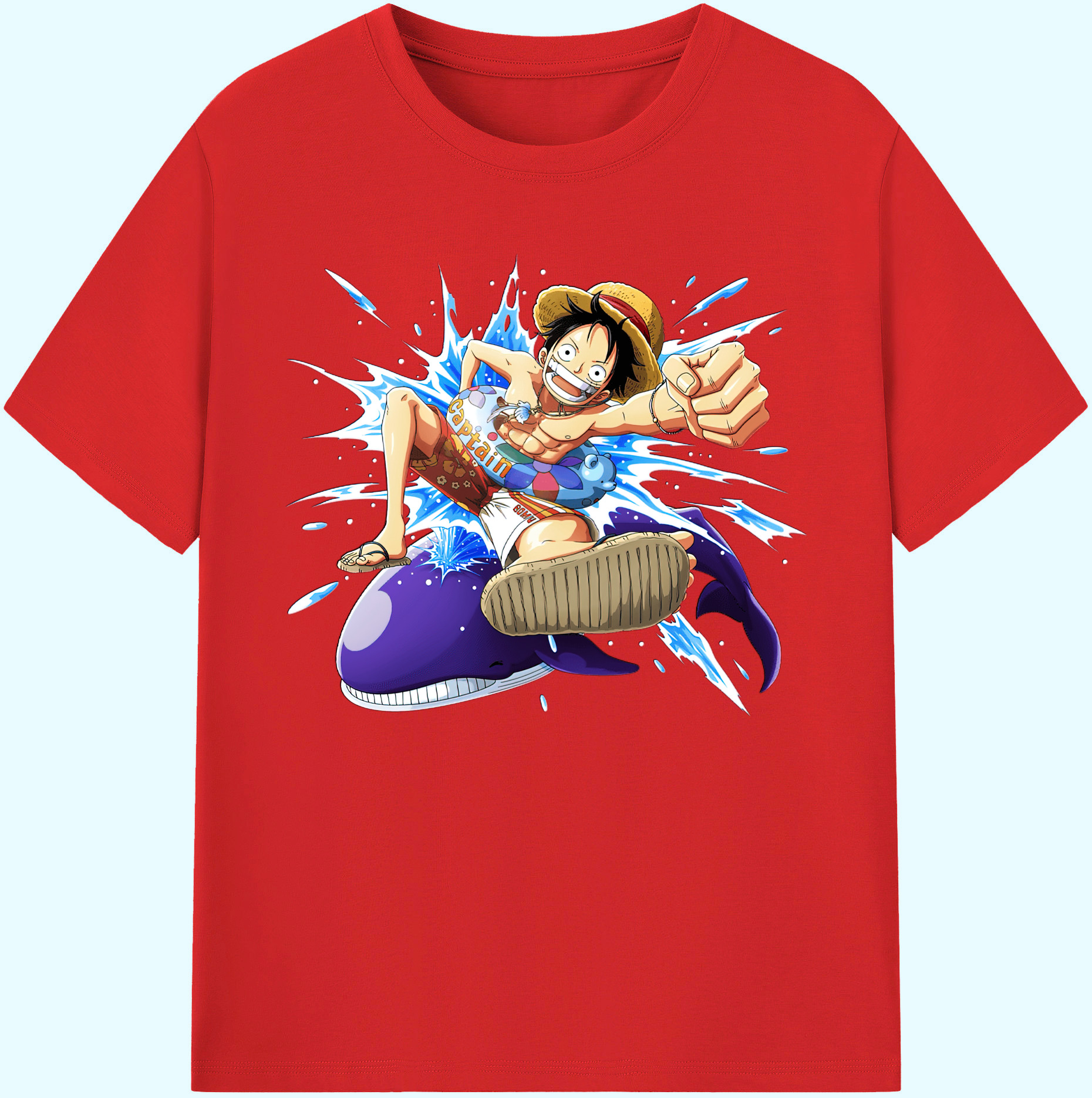 ワンピース モンキー・D・ルフィ ONE PIECE Monkey D. Luffy 綿100％ メンズ半袖Tシャツ｜肌触りやわらか＆通気性