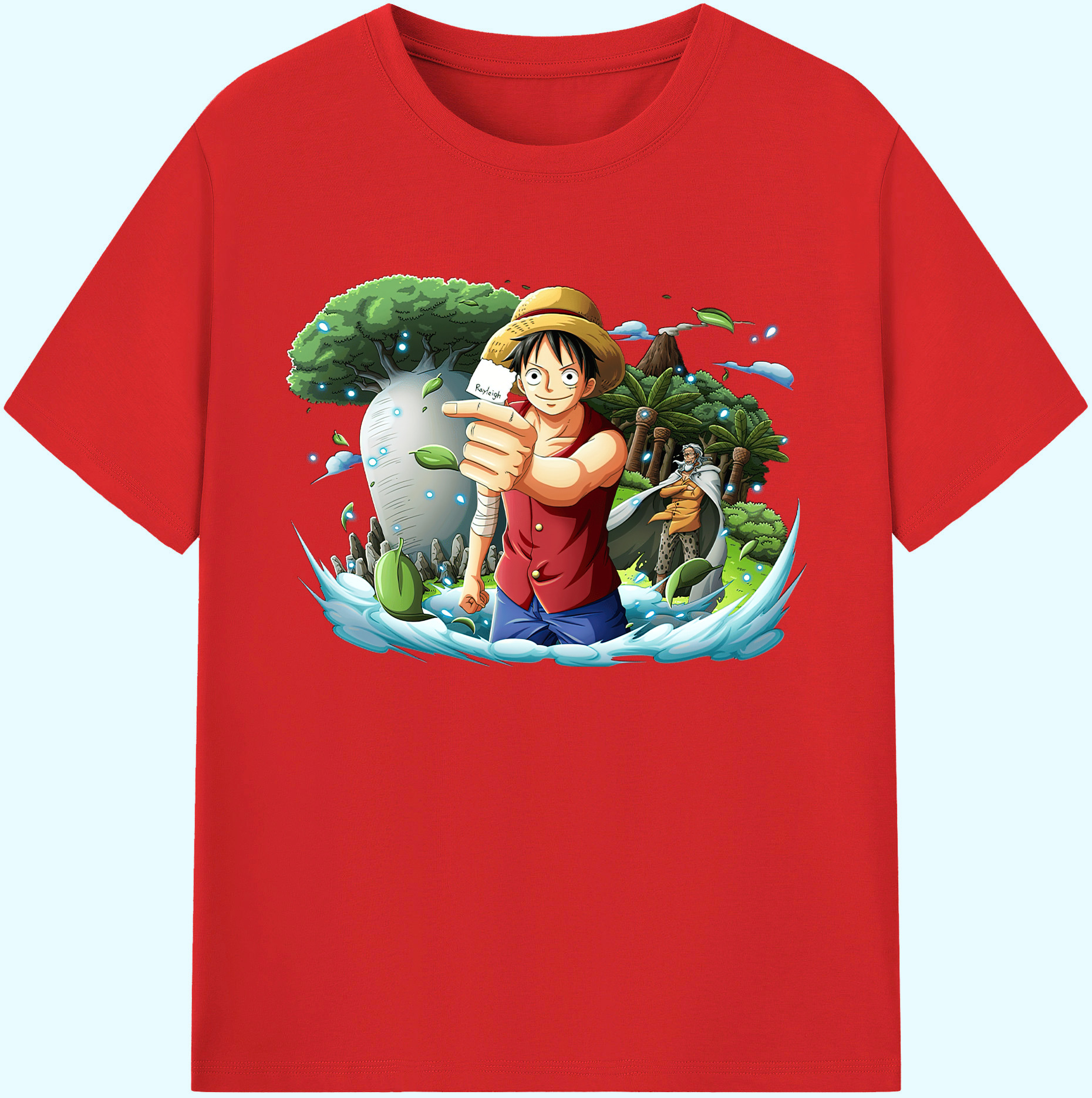 ワンピース モンキー・D・ルフィ ONE PIECE Monkey D. Luffy 綿100％ メンズ半袖Tシャツ｜肌触りやわらか＆通気性