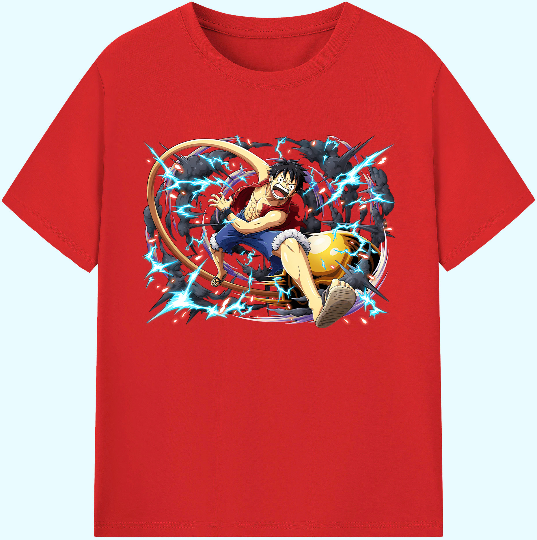 ワンピース モンキー・D・ルフィ ONE PIECE Monkey D. Luffy 綿100％ メンズ半袖Tシャツ｜肌触りやわらか＆通気性