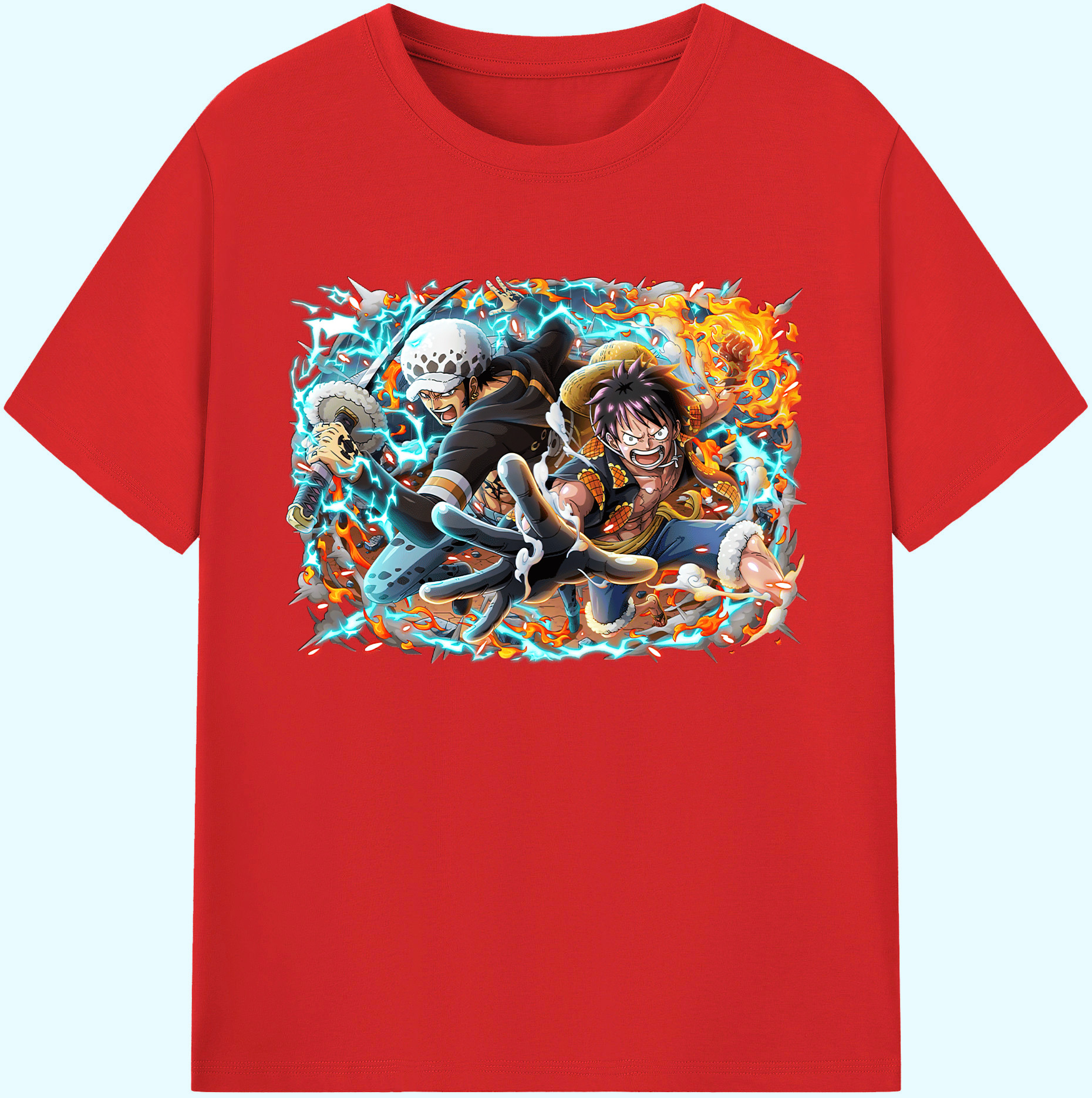 ワンピース モンキー・D・ルフィ ONE PIECE Monkey D. Luffy 綿100％ メンズ半袖Tシャツ｜肌触りやわらか＆通気性