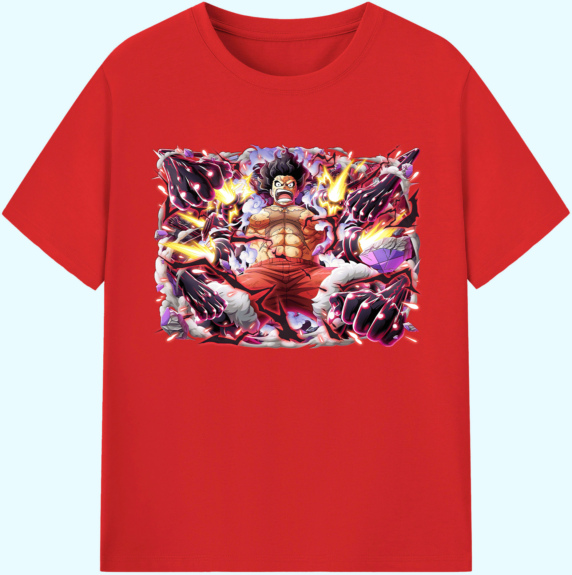 ワンピース モンキー・D・ルフィ ONE PIECE Monkey D. Luffy 綿100％ メンズ半袖Tシャツ｜肌触りやわらか＆通気性