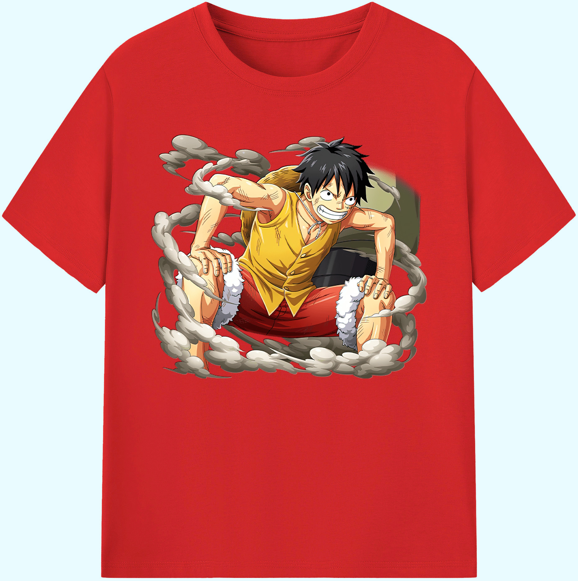 ワンピース モンキー・D・ルフィ ONE PIECE Monkey D. Luffy 綿100％ メンズ半袖Tシャツ｜肌触りやわらか＆通気性