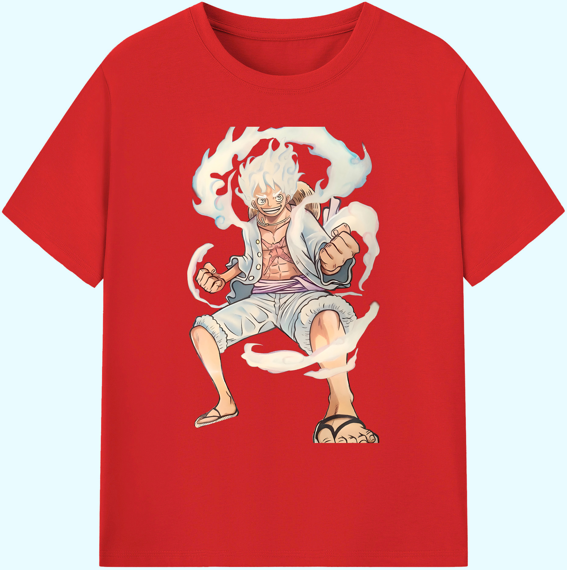 ワンピース モンキー・D・ルフィ ONE PIECE Monkey D. Luffy 綿100％ メンズ半袖Tシャツ｜肌触りやわらか＆通気性