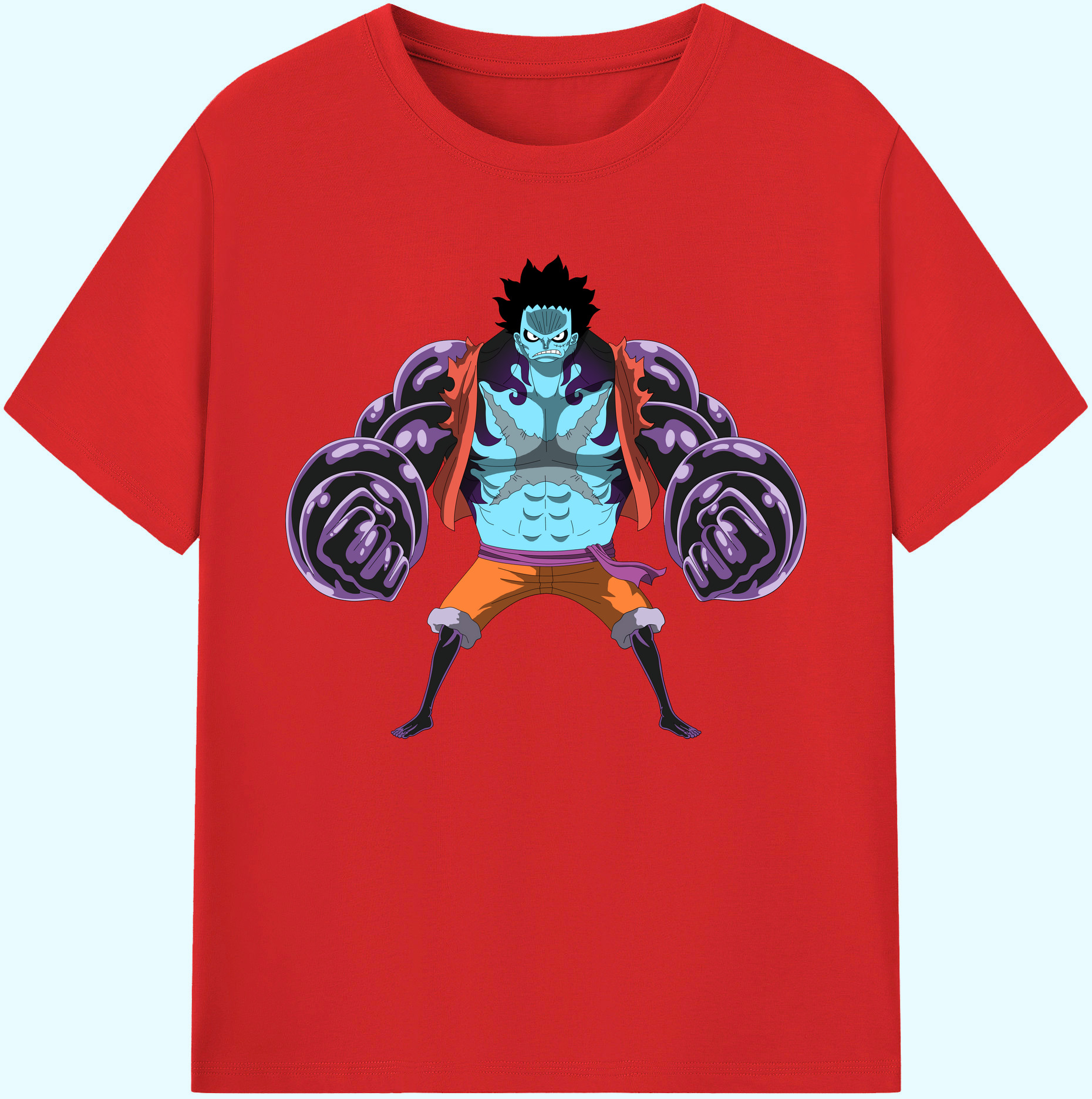 ワンピース モンキー・D・ルフィ ONE PIECE Monkey D. Luffy 綿100％ メンズ半袖Tシャツ｜肌触りやわらか＆通気性