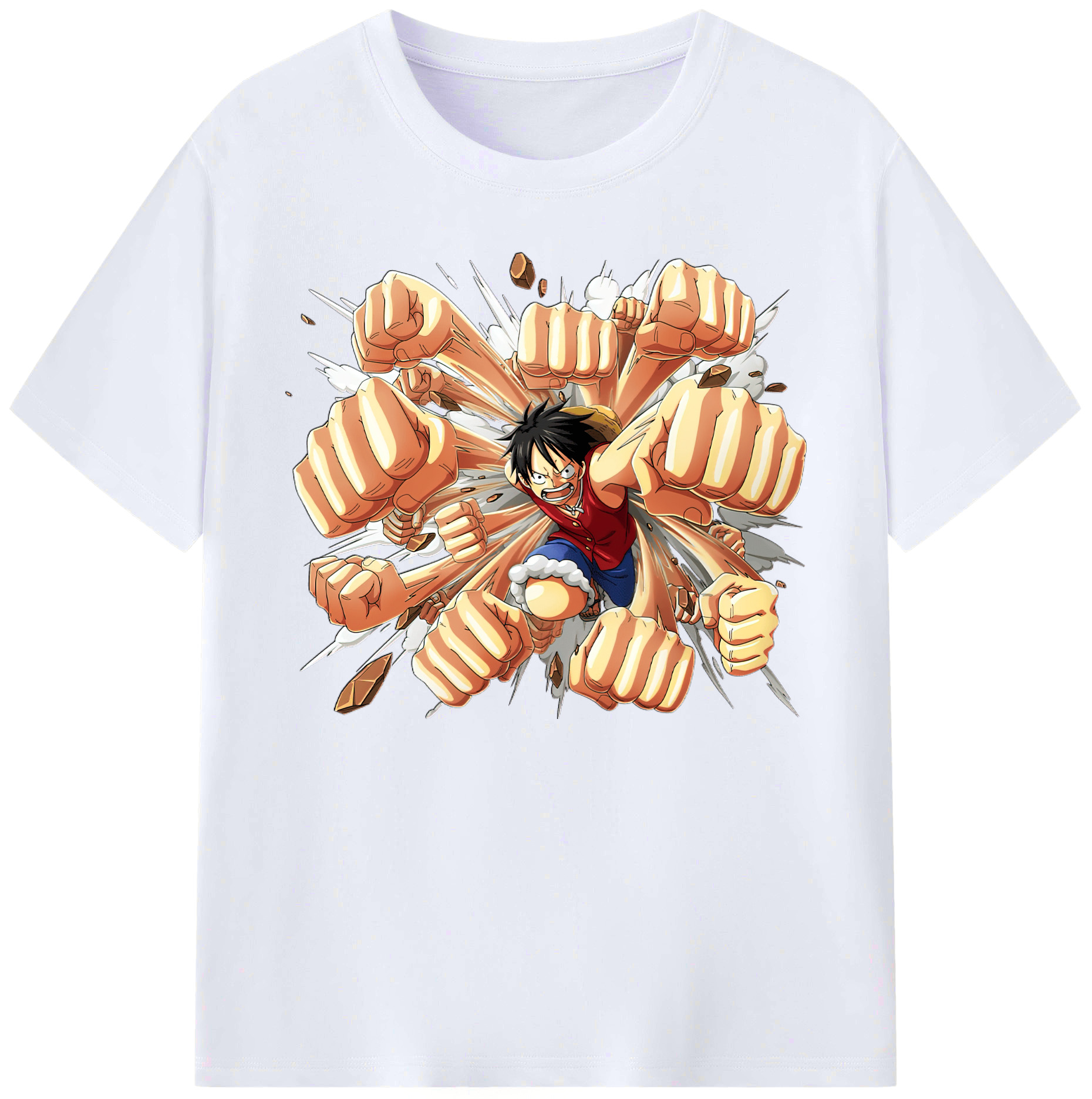 ワンピース モンキー・D・ルフィ ONE PIECE Monkey D. Luffy 綿100％ メンズ半袖Tシャツ｜肌触りやわらか＆通気性