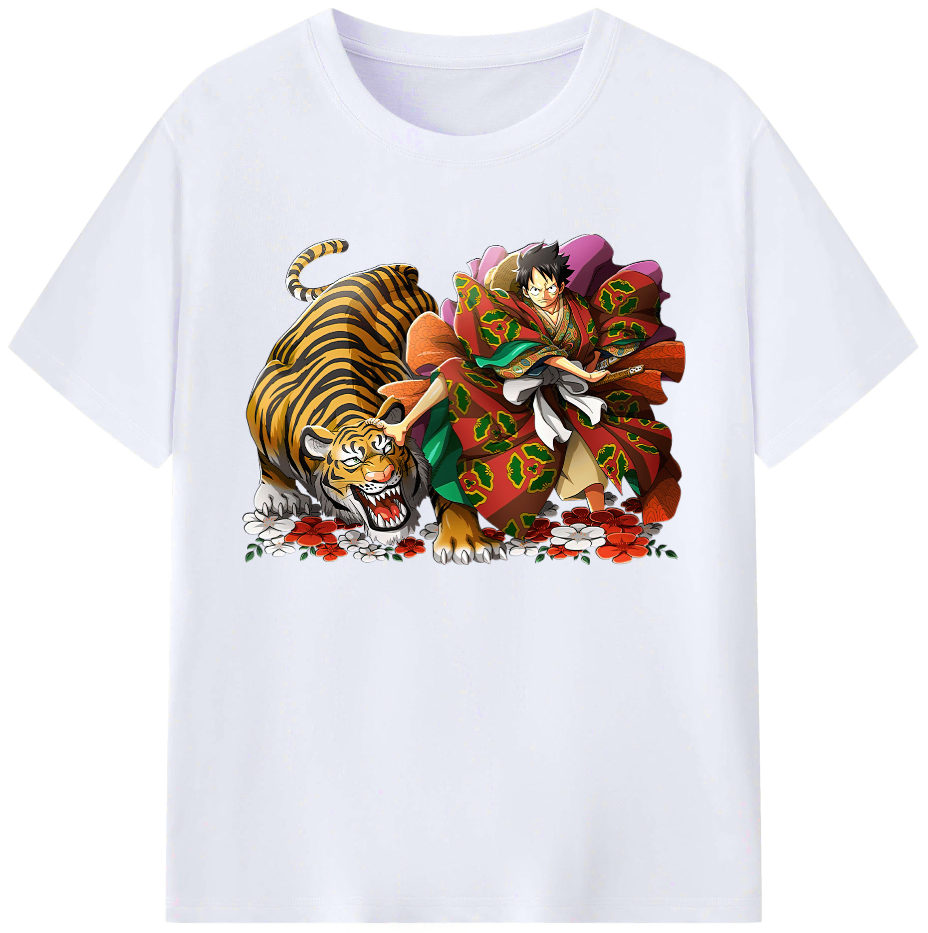 ワンピース モンキー・D・ルフィ ONE PIECE Monkey D. Luffy 綿100％ メンズ半袖Tシャツ｜肌触りやわらか＆通気性