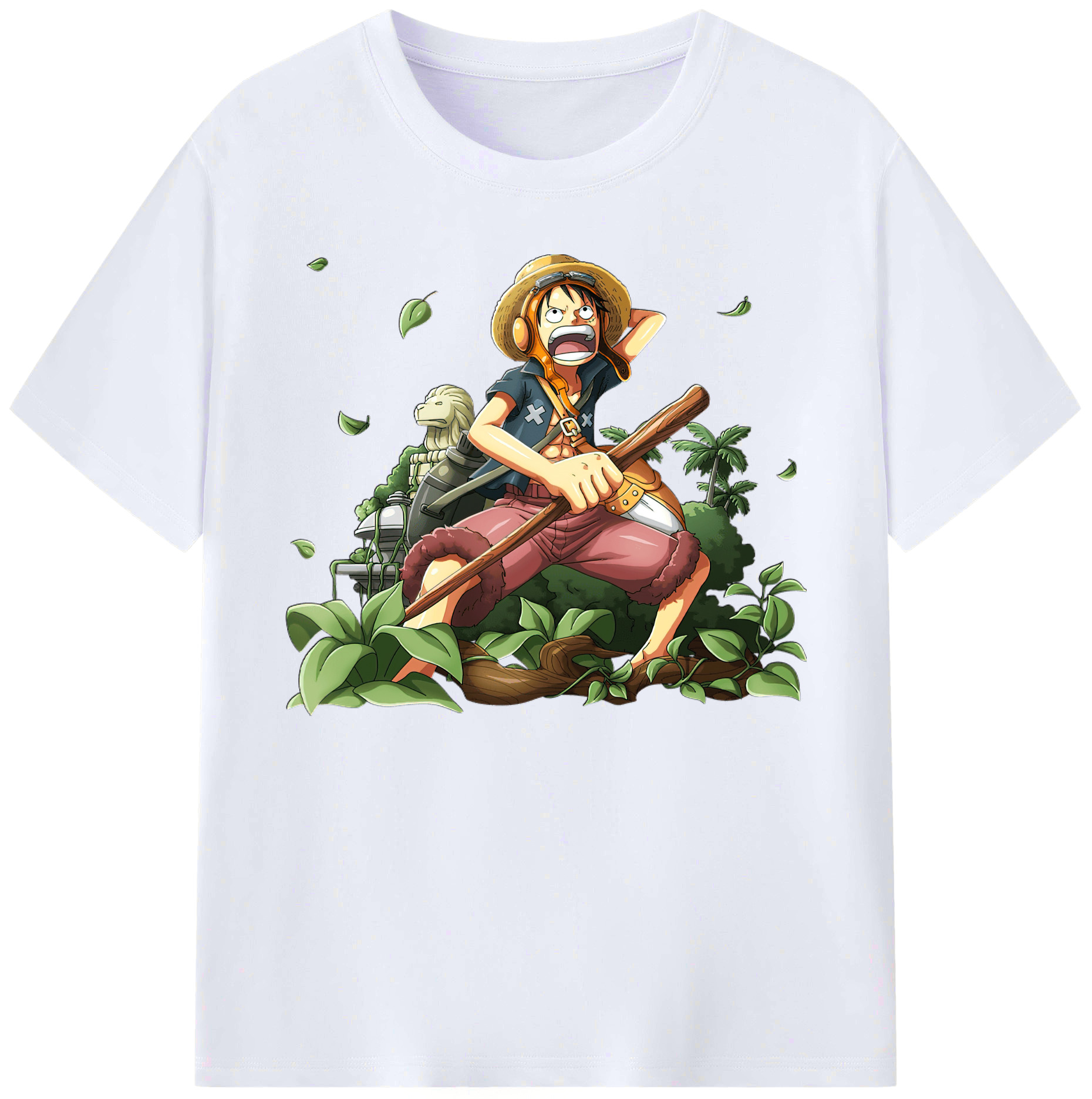ワンピース モンキー・D・ルフィ ONE PIECE Monkey D. Luffy 綿100％ メンズ半袖Tシャツ｜肌触りやわらか＆通気性