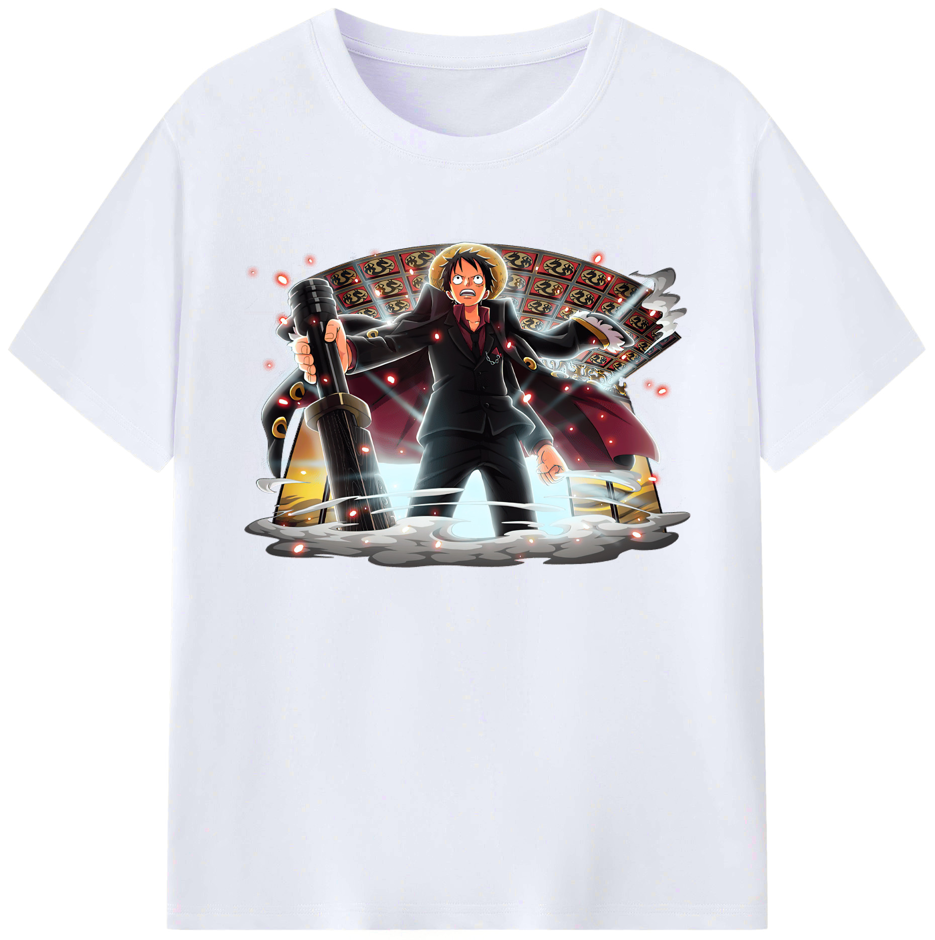 ワンピース モンキー・D・ルフィ ONE PIECE Monkey D. Luffy 綿100％ メンズ半袖Tシャツ｜肌触りやわらか＆通気性