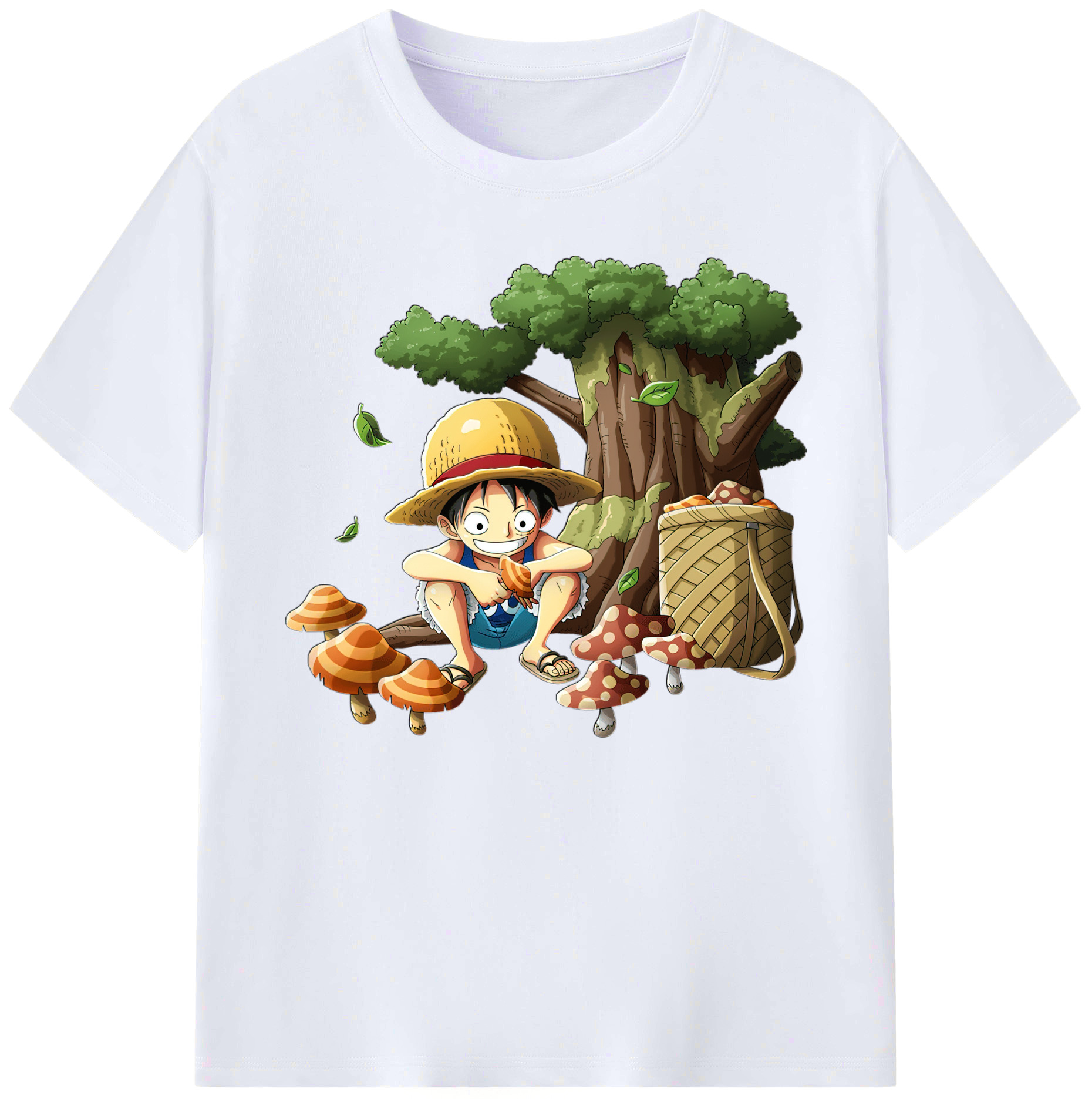 ワンピース モンキー・D・ルフィ ONE PIECE Monkey D. Luffy 綿100％ メンズ半袖Tシャツ｜肌触りやわらか＆通気性