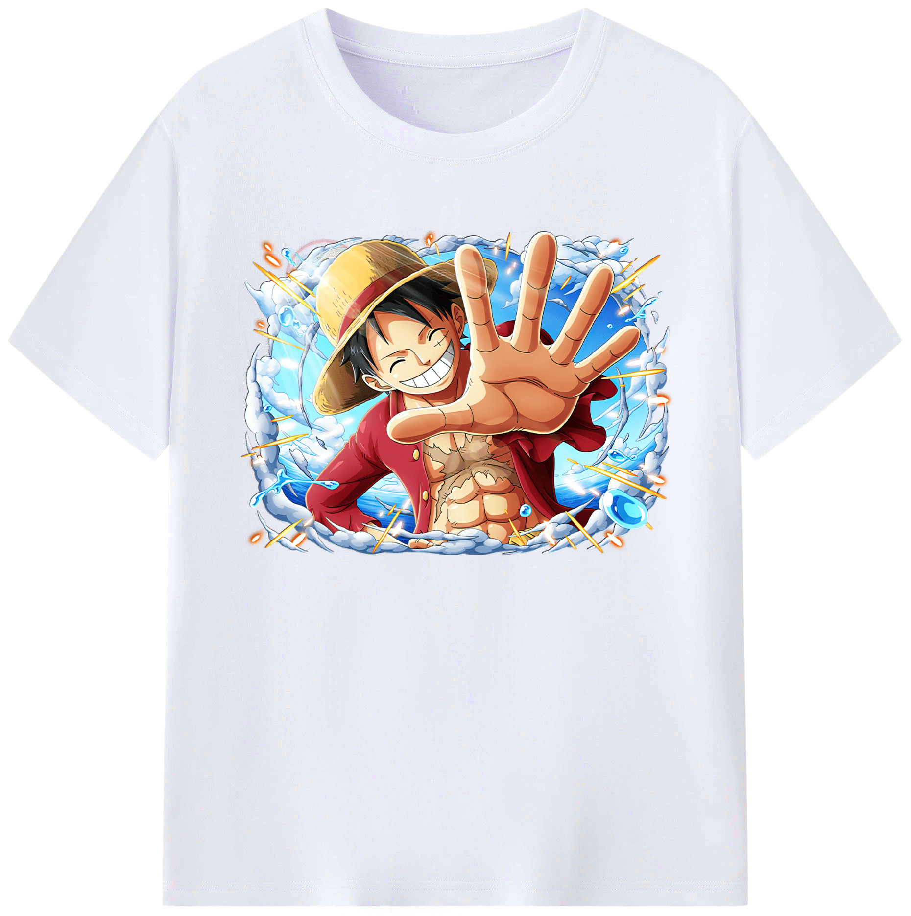 ワンピース モンキー・D・ルフィ ONE PIECE Monkey D. Luffy 綿100％ メンズ半袖Tシャツ｜肌触りやわらか＆通気性