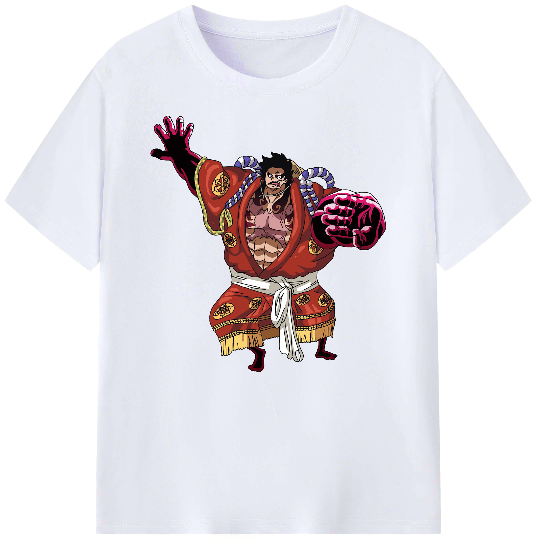 ワンピース モンキー・D・ルフィ ONE PIECE Monkey D. Luffy 綿100％ メンズ半袖Tシャツ｜肌触りやわらか＆通気性