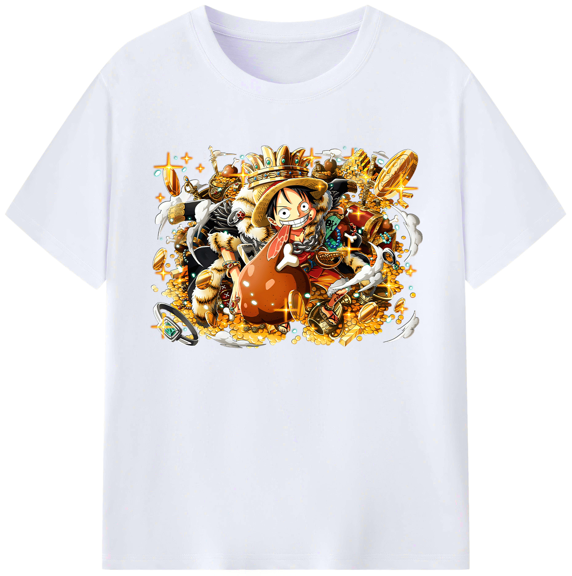 ワンピース モンキー・D・ルフィ ONE PIECE Monkey D. Luffy 綿100％ メンズ半袖Tシャツ｜肌触りやわらか＆通気性