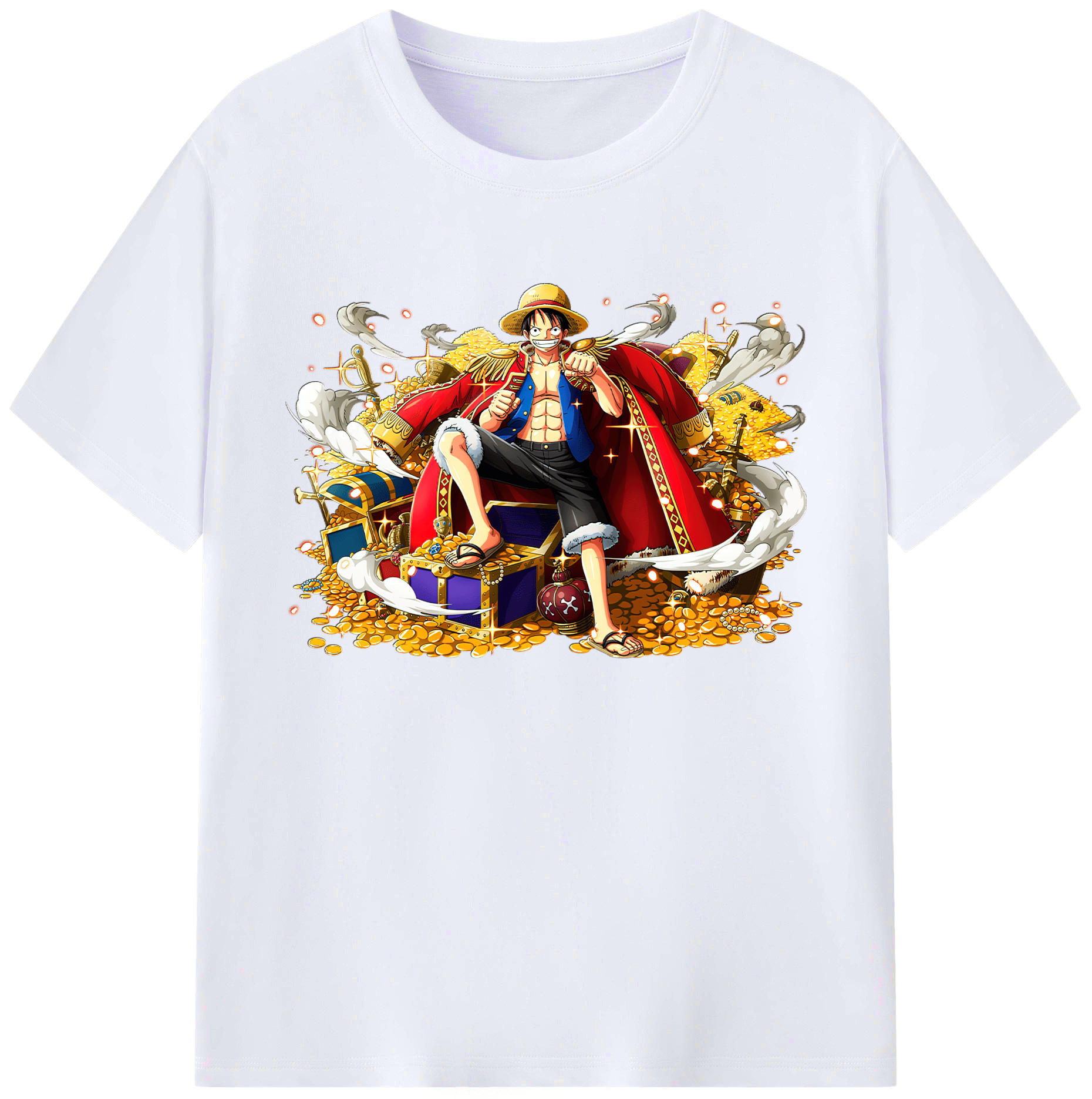 ワンピース モンキー・D・ルフィ ONE PIECE Monkey D. Luffy 綿100％ メンズ半袖Tシャツ｜肌触りやわらか＆通気性