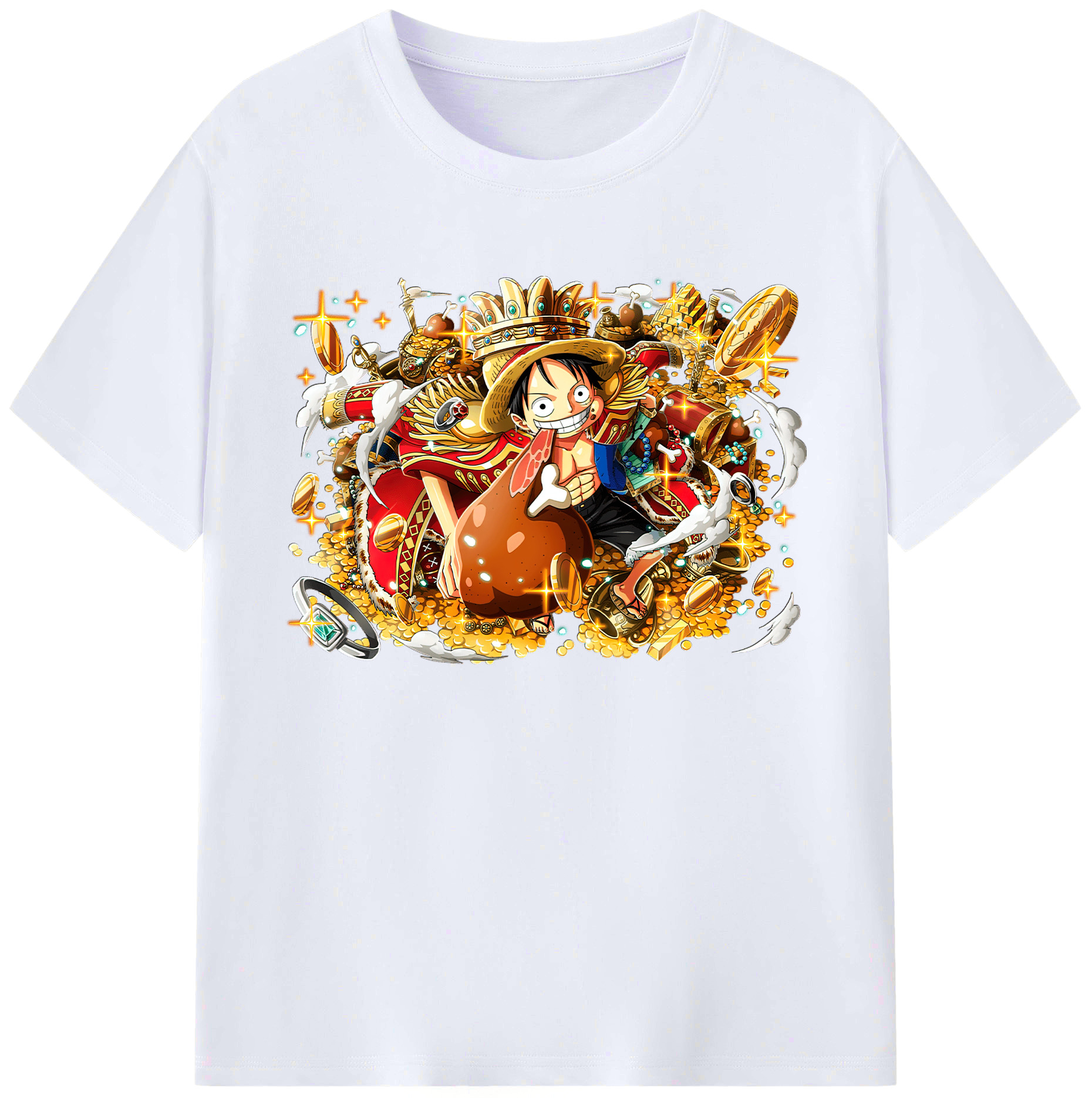 ワンピース モンキー・D・ルフィ ONE PIECE Monkey D. Luffy 綿100％ メンズ半袖Tシャツ｜肌触りやわらか＆通気性