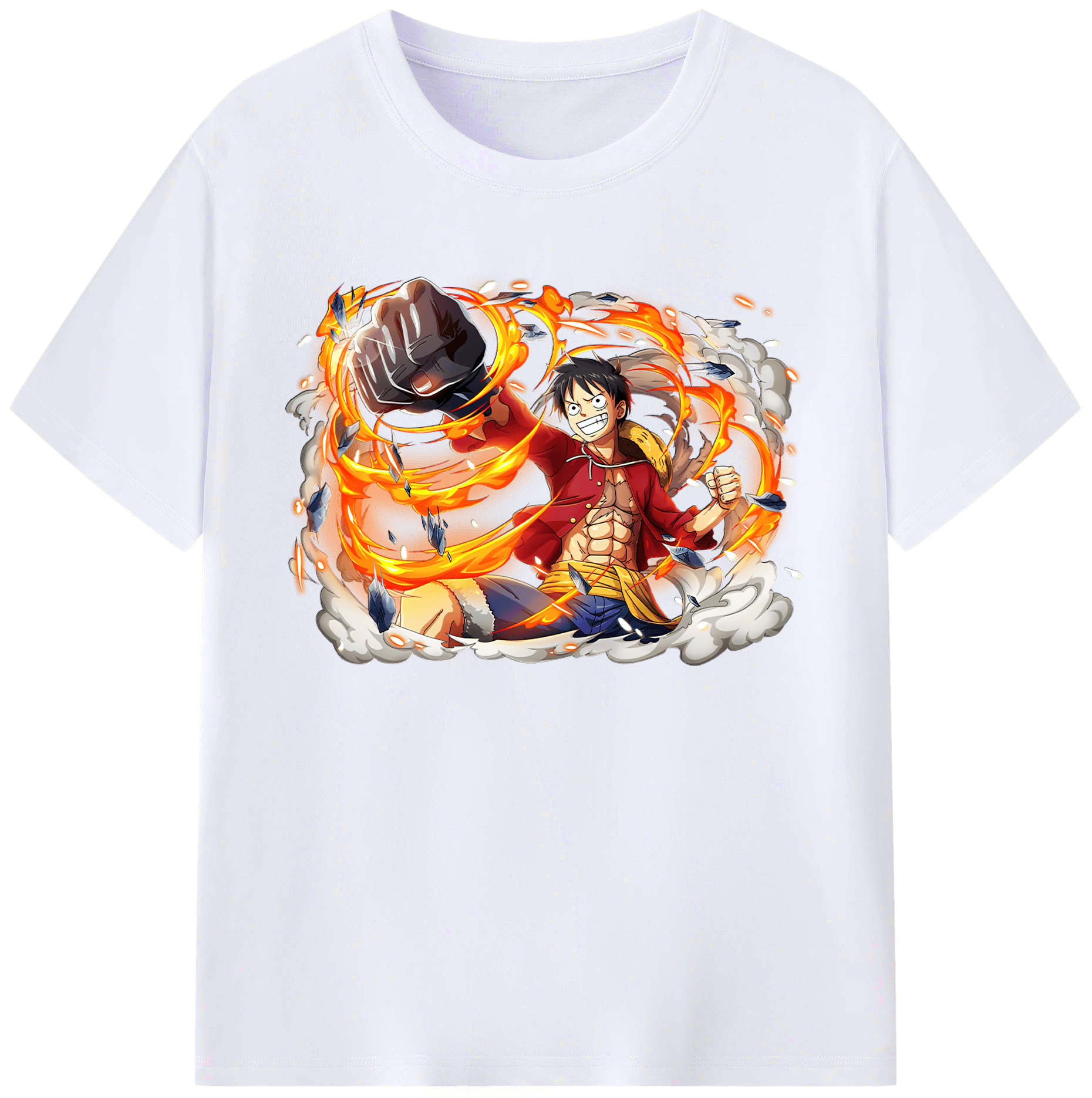ワンピース モンキー・D・ルフィ ONE PIECE Monkey D. Luffy 綿100％ メンズ半袖Tシャツ｜肌触りやわらか＆通気性
