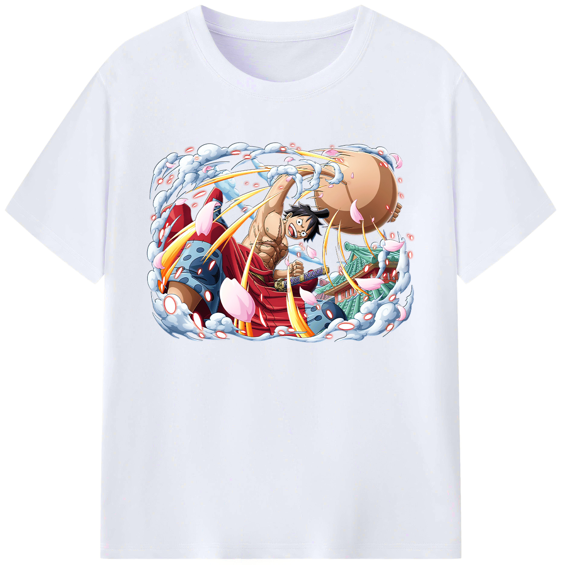 （画像用） ワンピース モンキー・D・ルフィ ONE PIECE Monkey D. Luffy 綿100％ メンズ半袖Tシャツ｜肌触りやわらか＆通気性