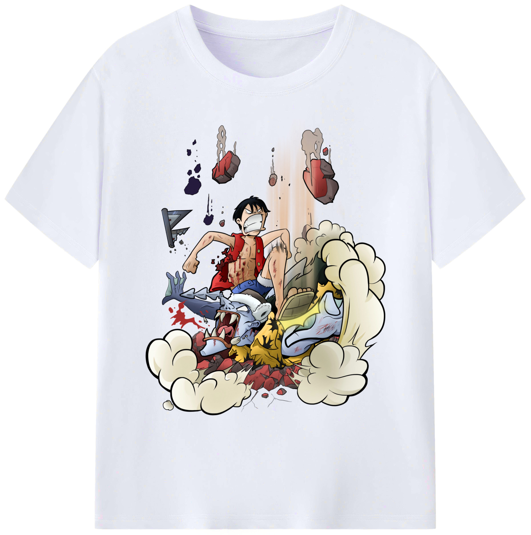 ワンピース モンキー・D・ルフィ ONE PIECE Monkey D. Luffy 綿100％ メンズ半袖Tシャツ｜肌触りやわらか＆通気性