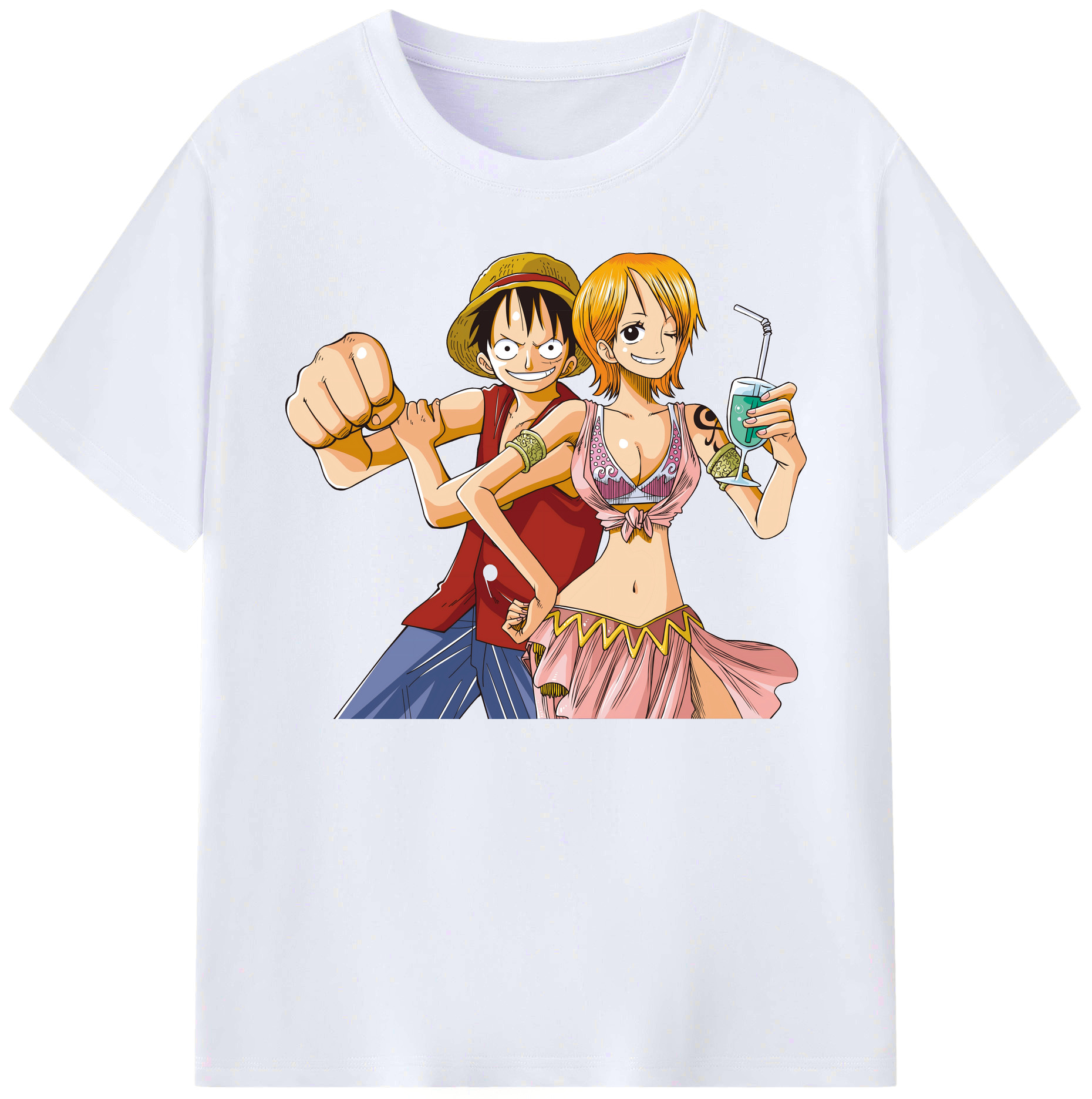 ワンピース モンキー・D・ルフィ ONE PIECE Monkey D. Luffy 綿100％ メンズ半袖Tシャツ｜肌触りやわらか＆通気性