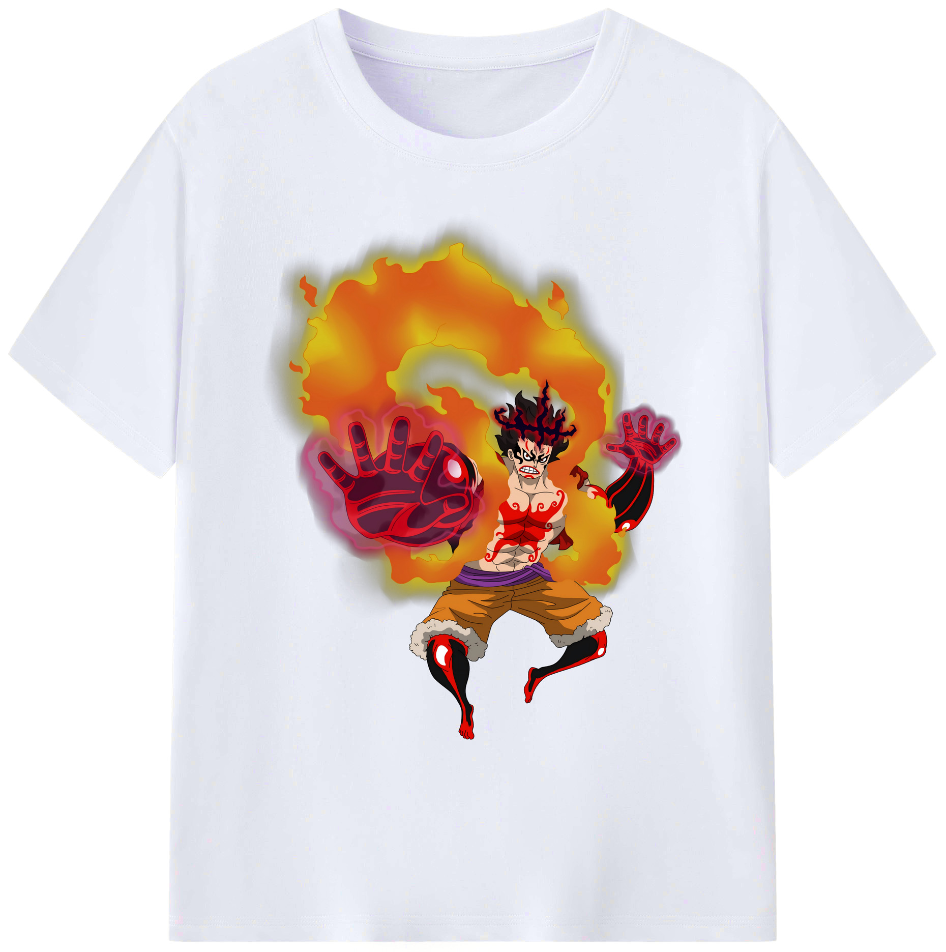 ワンピース モンキー・D・ルフィ ONE PIECE Monkey D. Luffy 綿100％ メンズ半袖Tシャツ｜肌触りやわらか＆通気性