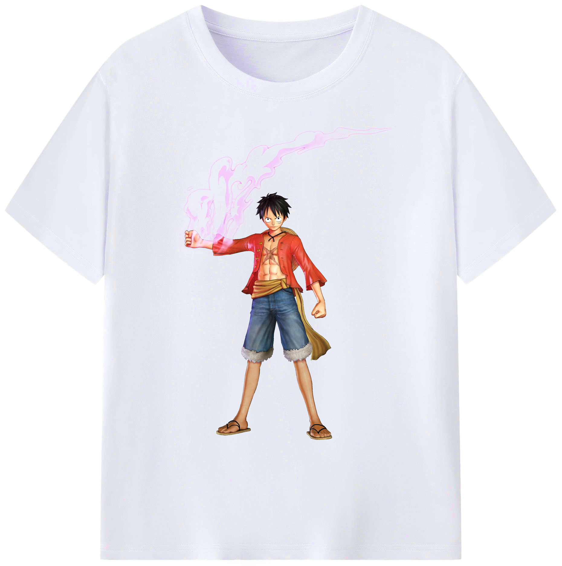 ワンピース モンキー・D・ルフィ ONE PIECE Monkey D. Luffy 綿100％ メンズ半袖Tシャツ｜肌触りやわらか＆通気性
