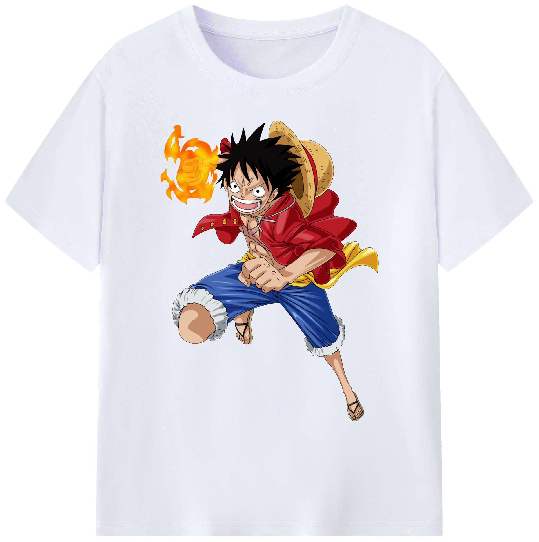 ワンピース モンキー・D・ルフィ ONE PIECE Monkey D. Luffy 綿100％ メンズ半袖Tシャツ｜肌触りやわらか＆通気性