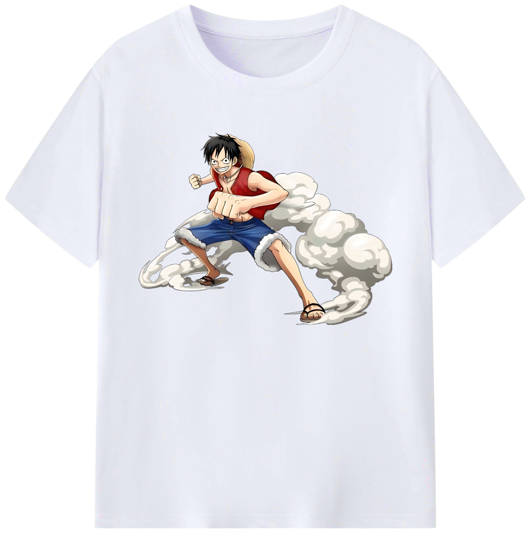 ワンピース モンキー・D・ルフィ ONE PIECE Monkey D. Luffy 綿100％ メンズ半袖Tシャツ｜肌触りやわらか＆通気性