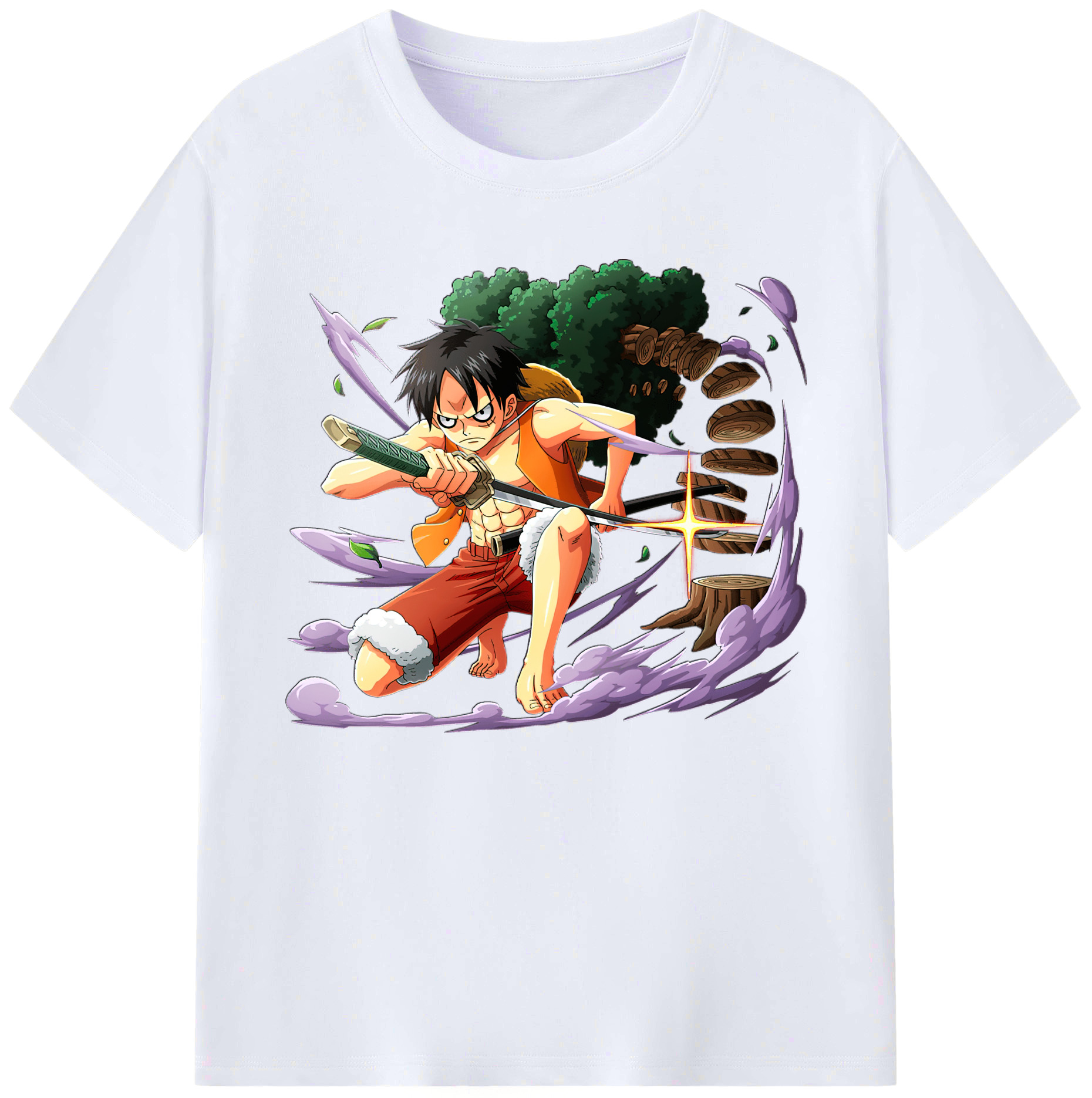 ワンピース モンキー・D・ルフィ ONE PIECE Monkey D. Luffy 綿100％ メンズ半袖Tシャツ｜肌触りやわらか＆通気性