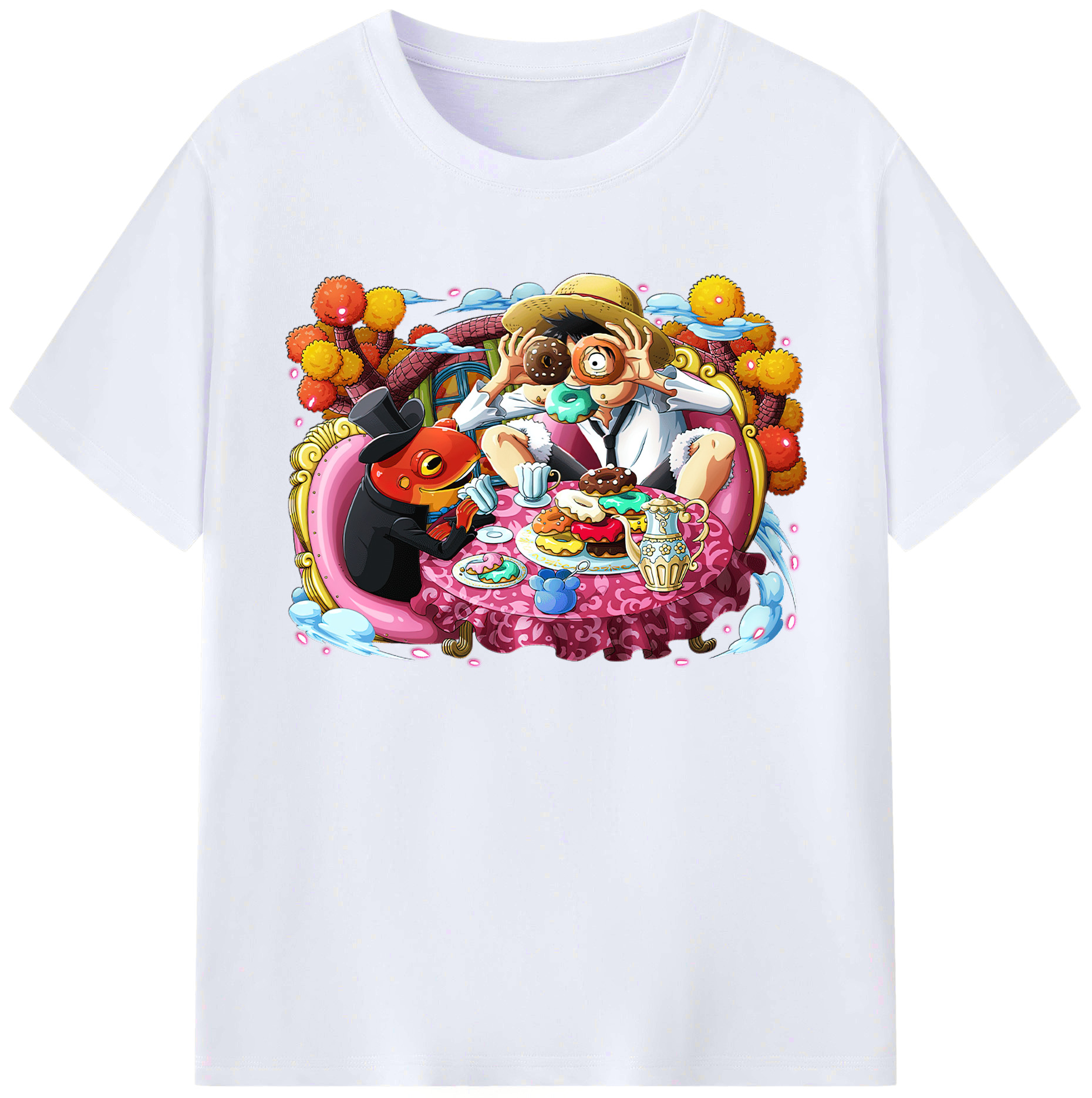 ワンピース モンキー・D・ルフィ ONE PIECE Monkey D. Luffy 綿100％ メンズ半袖Tシャツ｜肌触りやわらか＆通気性