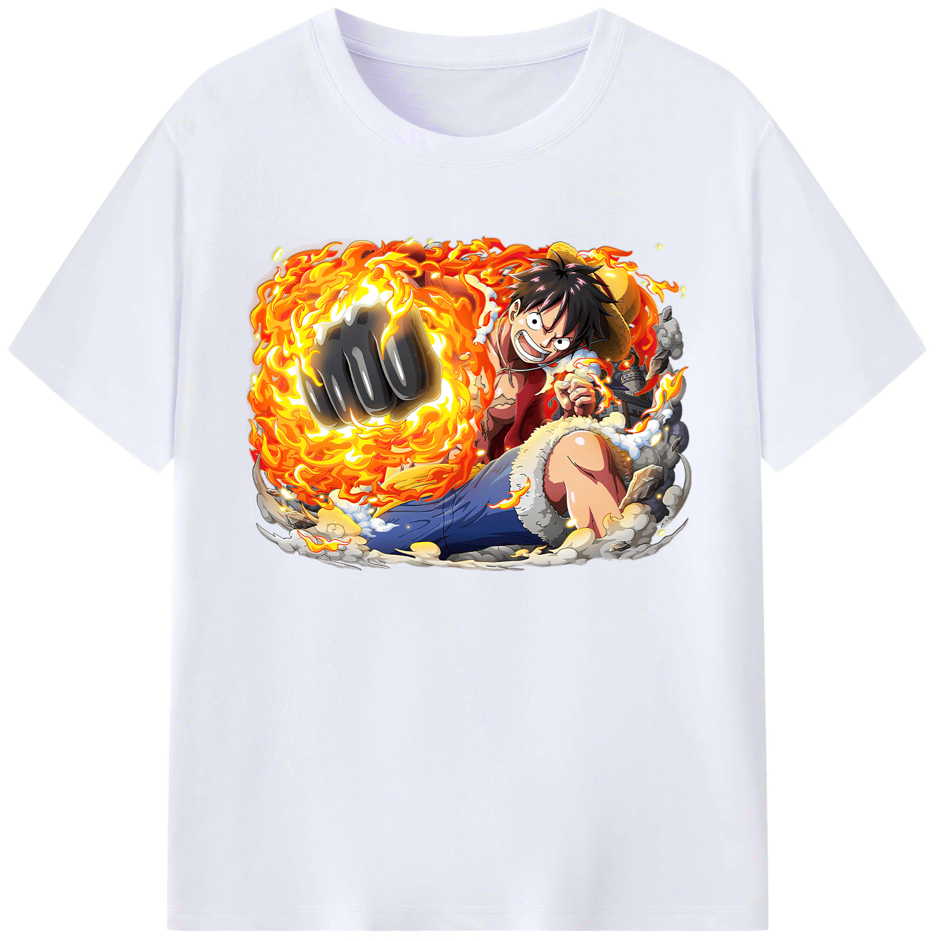 ワンピース モンキー・D・ルフィ ONE PIECE Monkey D. Luffy 綿100％ メンズ半袖Tシャツ｜肌触りやわらか＆通気性