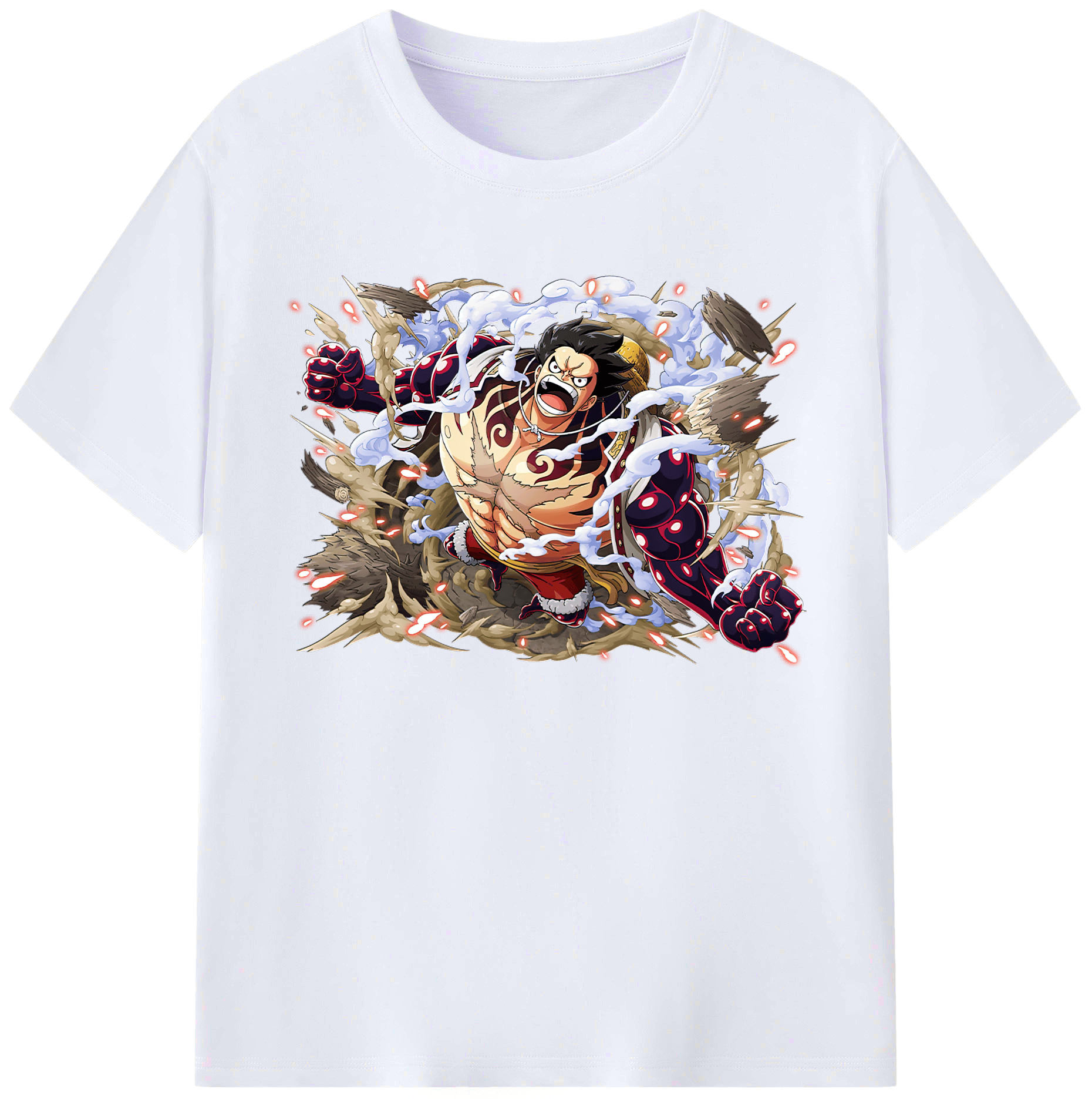 ワンピース モンキー・D・ルフィ ONE PIECE Monkey D. Luffy 綿100％ メンズ半袖Tシャツ｜肌触りやわらか＆通気性