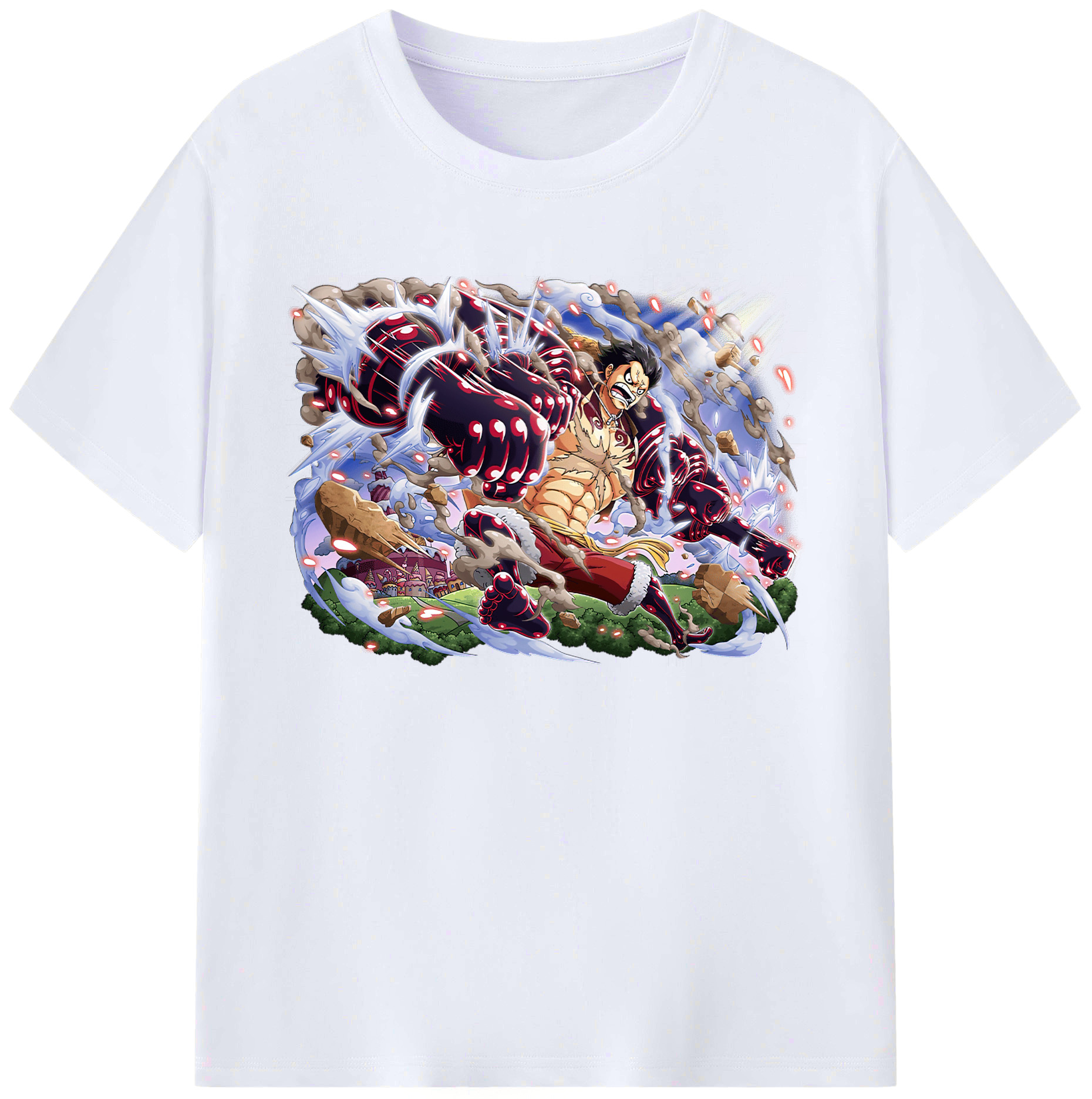 ワンピース モンキー・D・ルフィ ONE PIECE Monkey D. Luffy 綿100％ メンズ半袖Tシャツ｜肌触りやわらか＆通気性