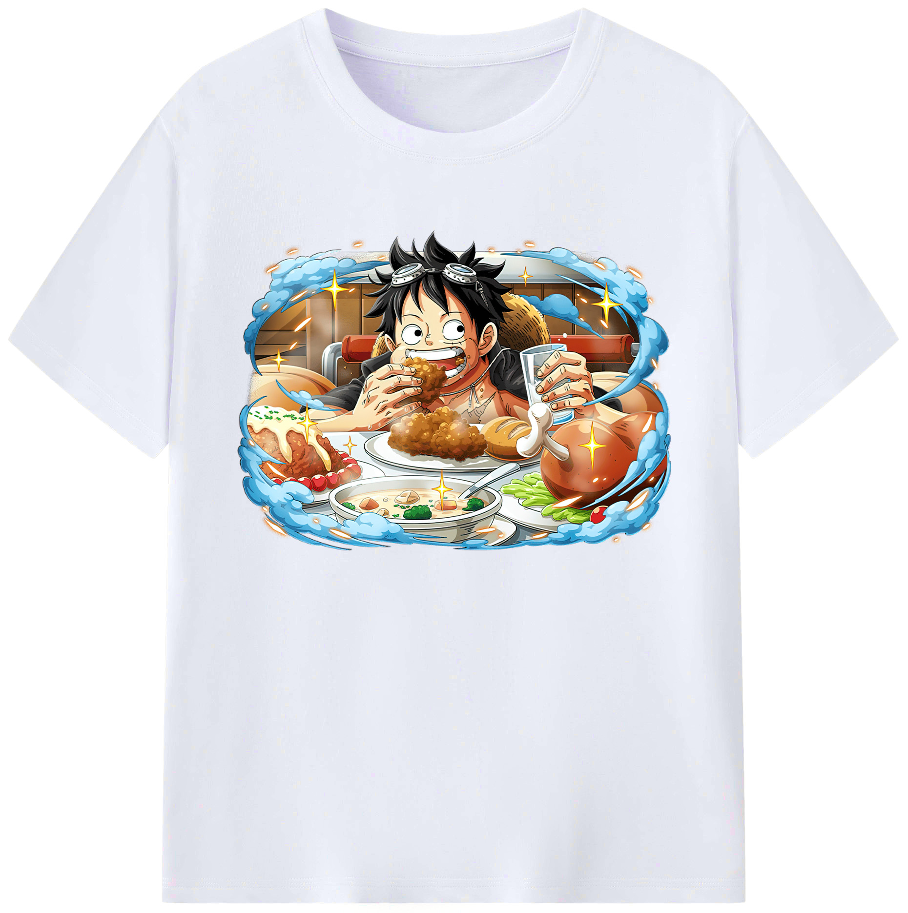ワンピース モンキー・D・ルフィ ONE PIECE Monkey D. Luffy 綿100％ メンズ半袖Tシャツ｜肌触りやわらか＆通気性