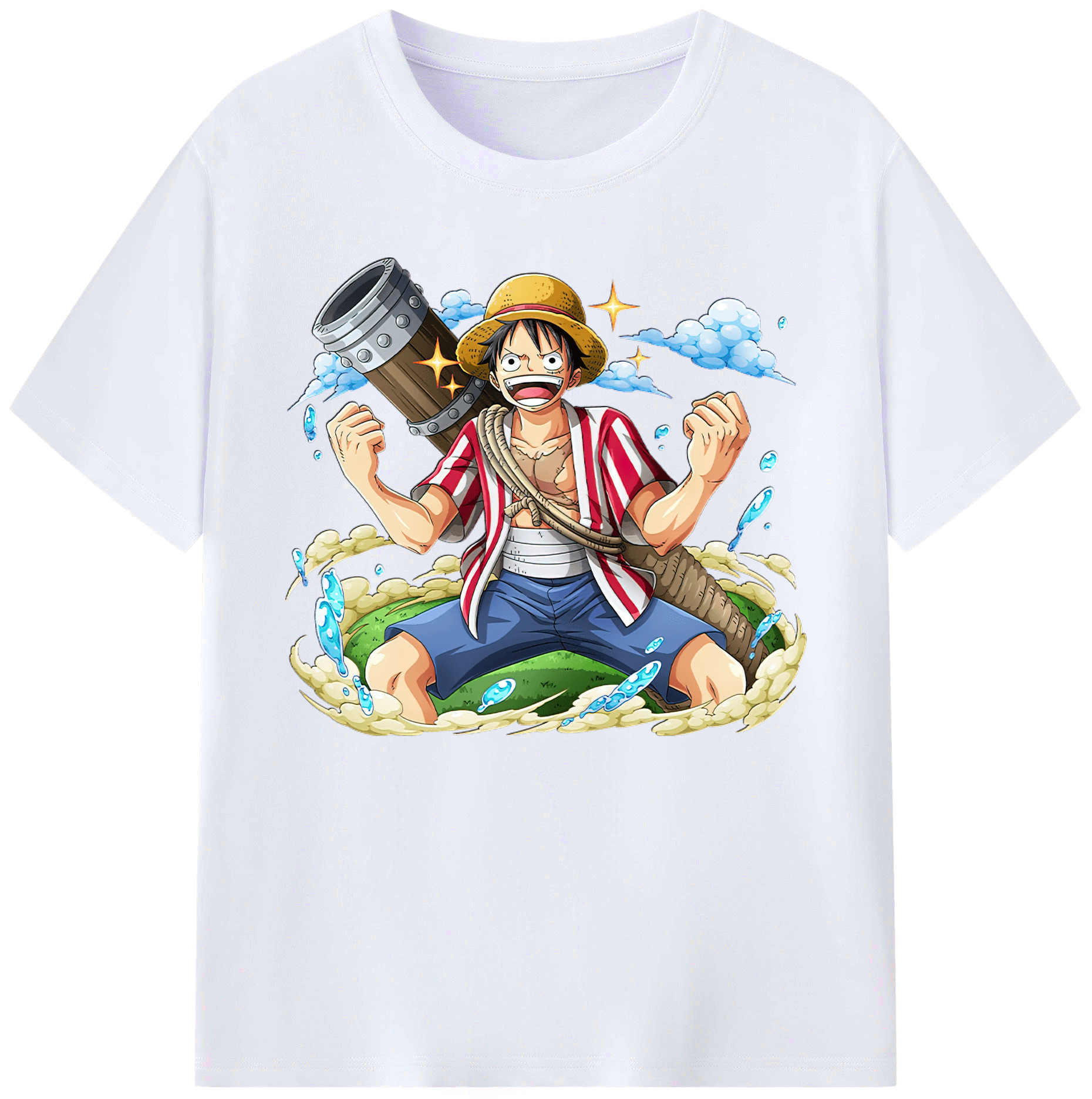ワンピース モンキー・D・ルフィ ONE PIECE Monkey D. Luffy 綿100％ メンズ半袖Tシャツ｜肌触りやわらか＆通気性