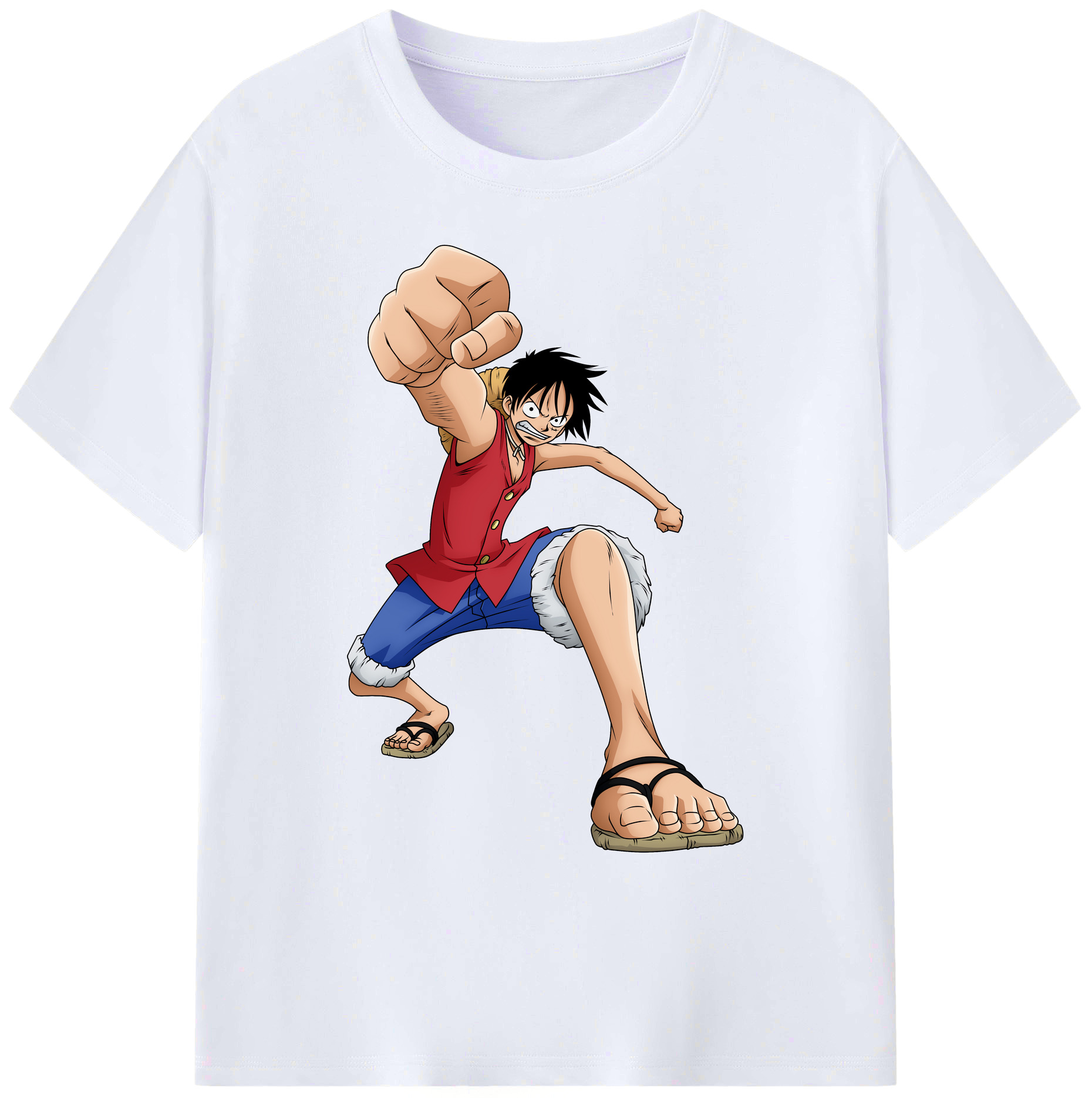 ワンピース モンキー・D・ルフィ ONE PIECE Monkey D. Luffy 綿100％ メンズ半袖Tシャツ｜肌触りやわらか＆通気性