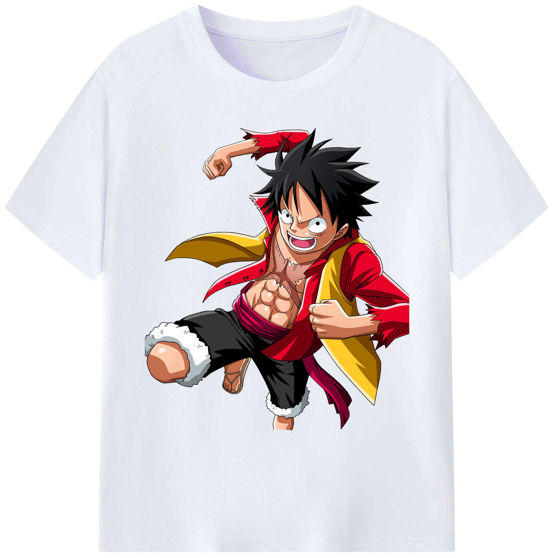ワンピース モンキー・D・ルフィ ONE PIECE Monkey D. Luffy 綿100％ メンズ半袖Tシャツ｜肌触りやわらか＆通気性